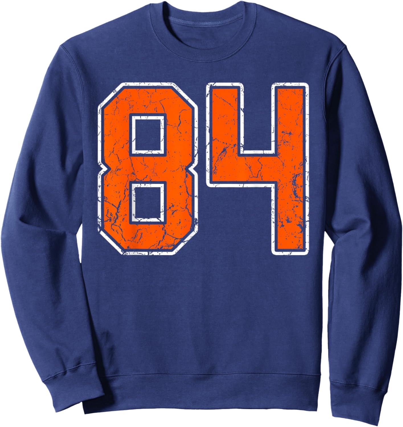 Distressed Orange White Number 84 Jersey Player Uniform #84 Sweatshirt - Sweatshirt | Navy