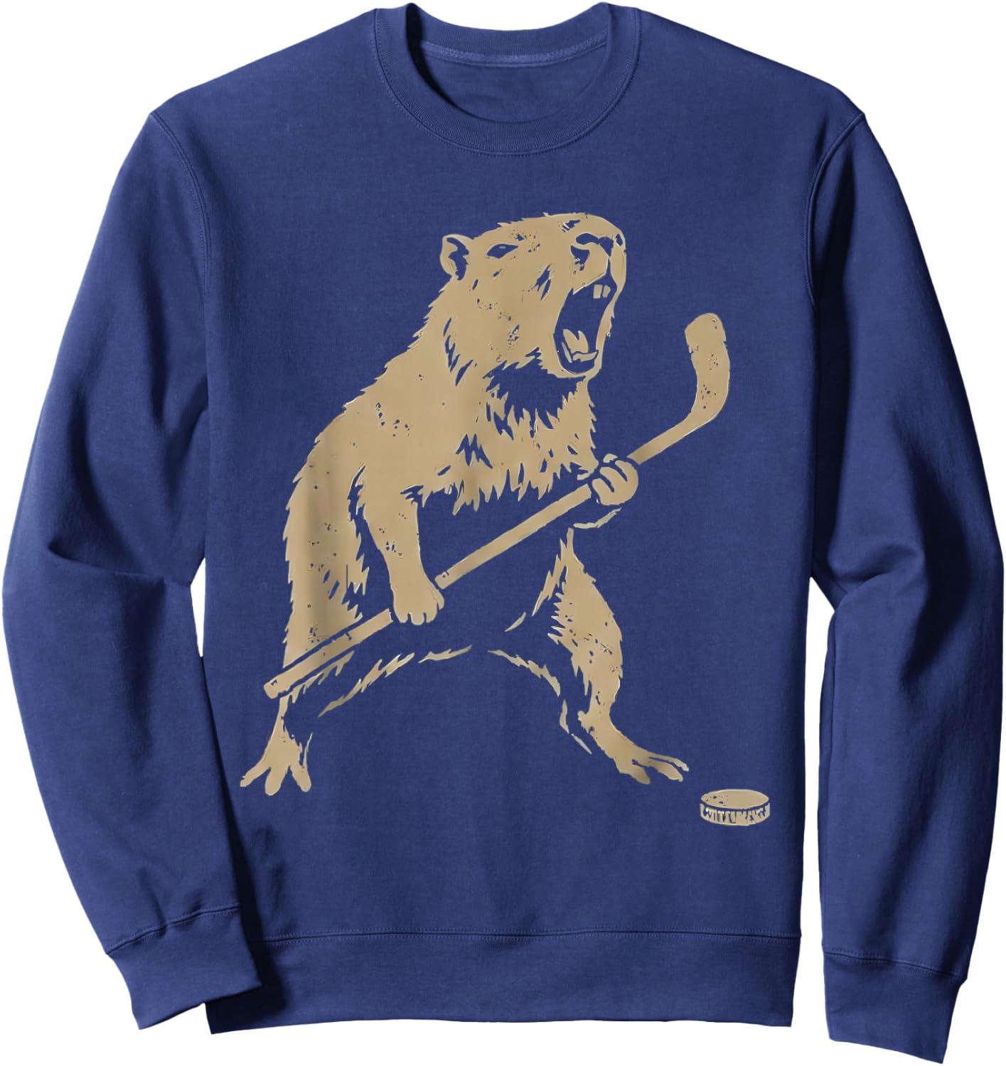 Cute Capybara Ice Hockey Lover Player Funny Sweatshirt - Sweatshirt | Navy