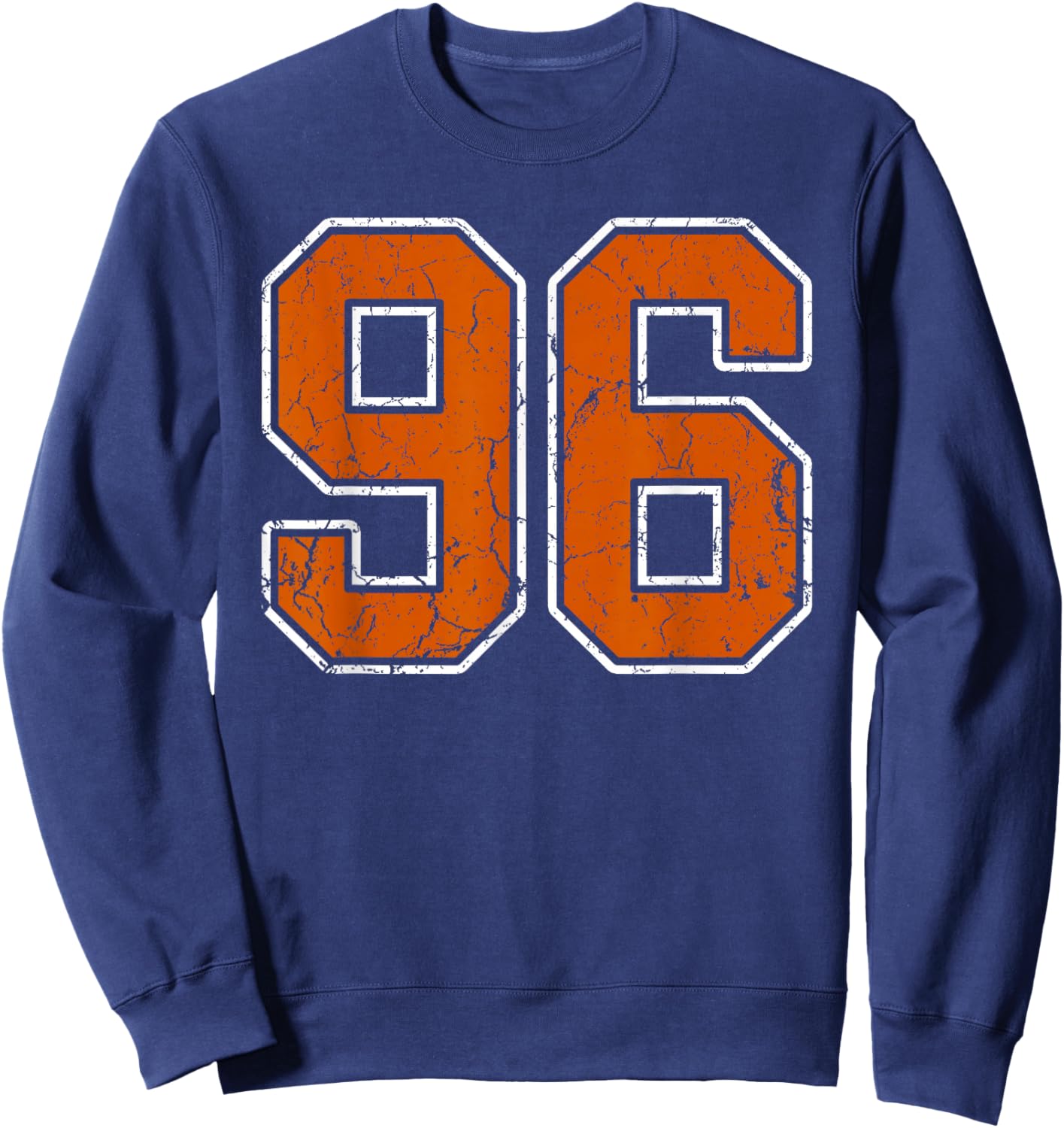 Grunge Burnt Orange and White #96 Sports Jersey Number 96 Sweatshirt - Sweatshirt | Navy