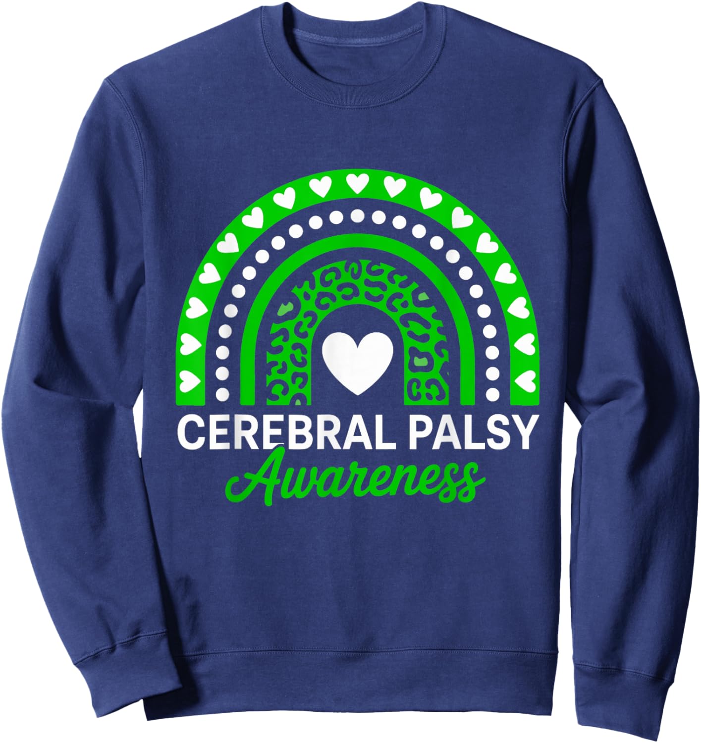 Cerebral Palsy CP Awareness Rainbow Leopard Sweatshirt - Sweatshirt | Navy