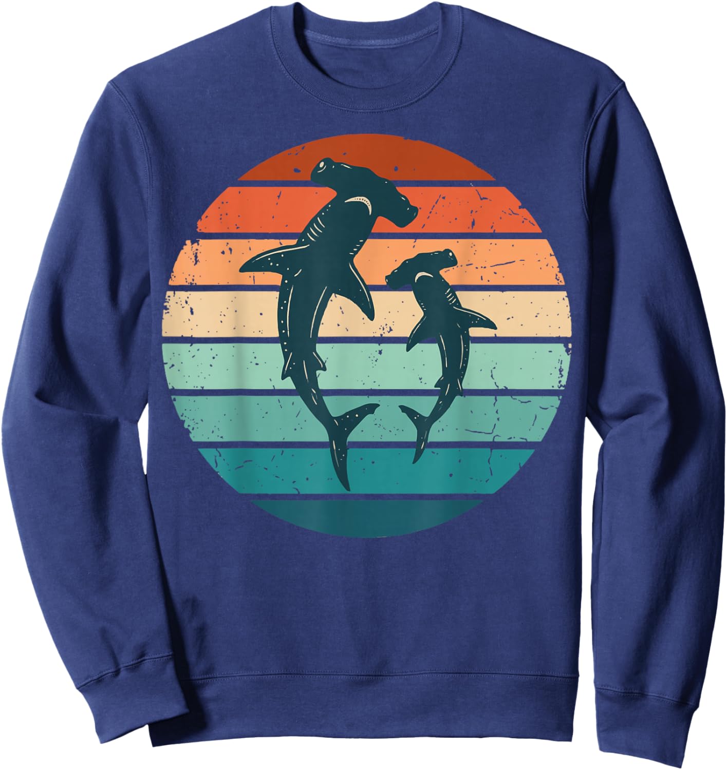 Hammerhead Shark Yin Yang Retro Snorkeler Vintage Sweatshirt - Sweatshirt | Navy