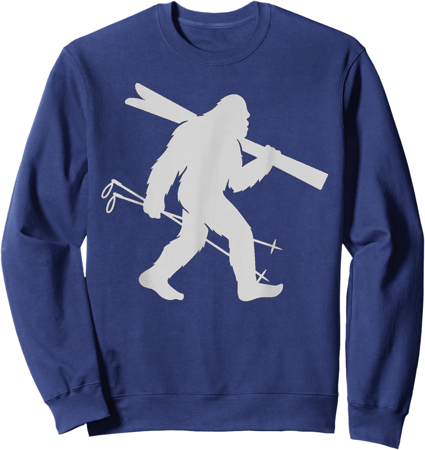 Bigfoot Carrying a Pair of Alpine Skis Sweatshirt - Sweatshirt | Navy