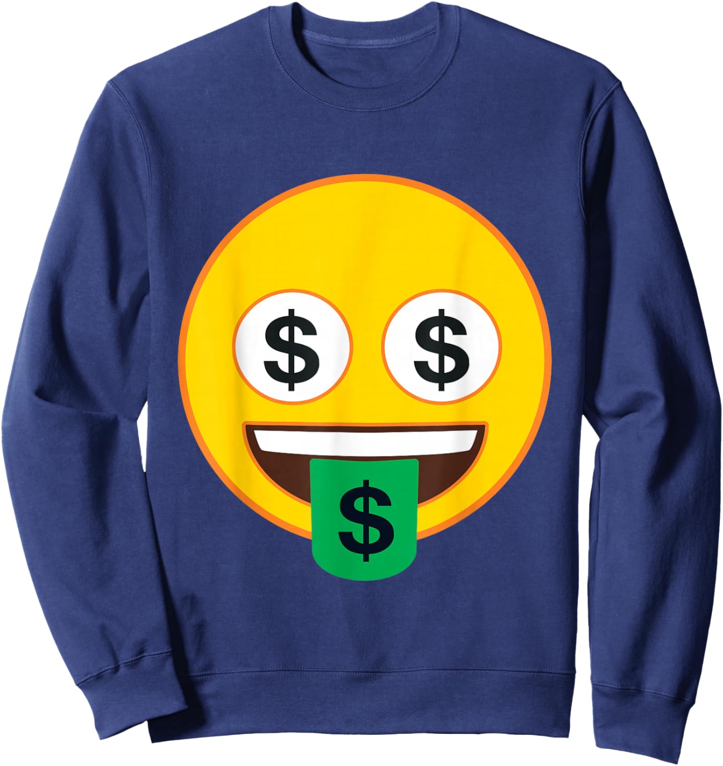 Official Emoji Money Eyes Tongue Dollar Yellow Smile Face Sweatshirt - Sweatshirt | Navy