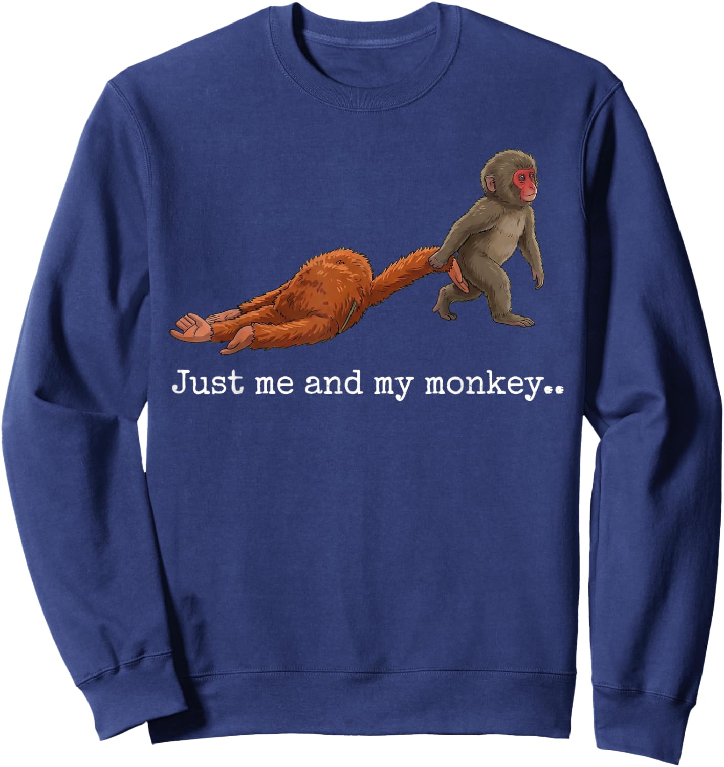 Just me and My Monkey.. Funny Viral Video Retro Punch Monkey Sweatshirt - Sweatshirt | Navy