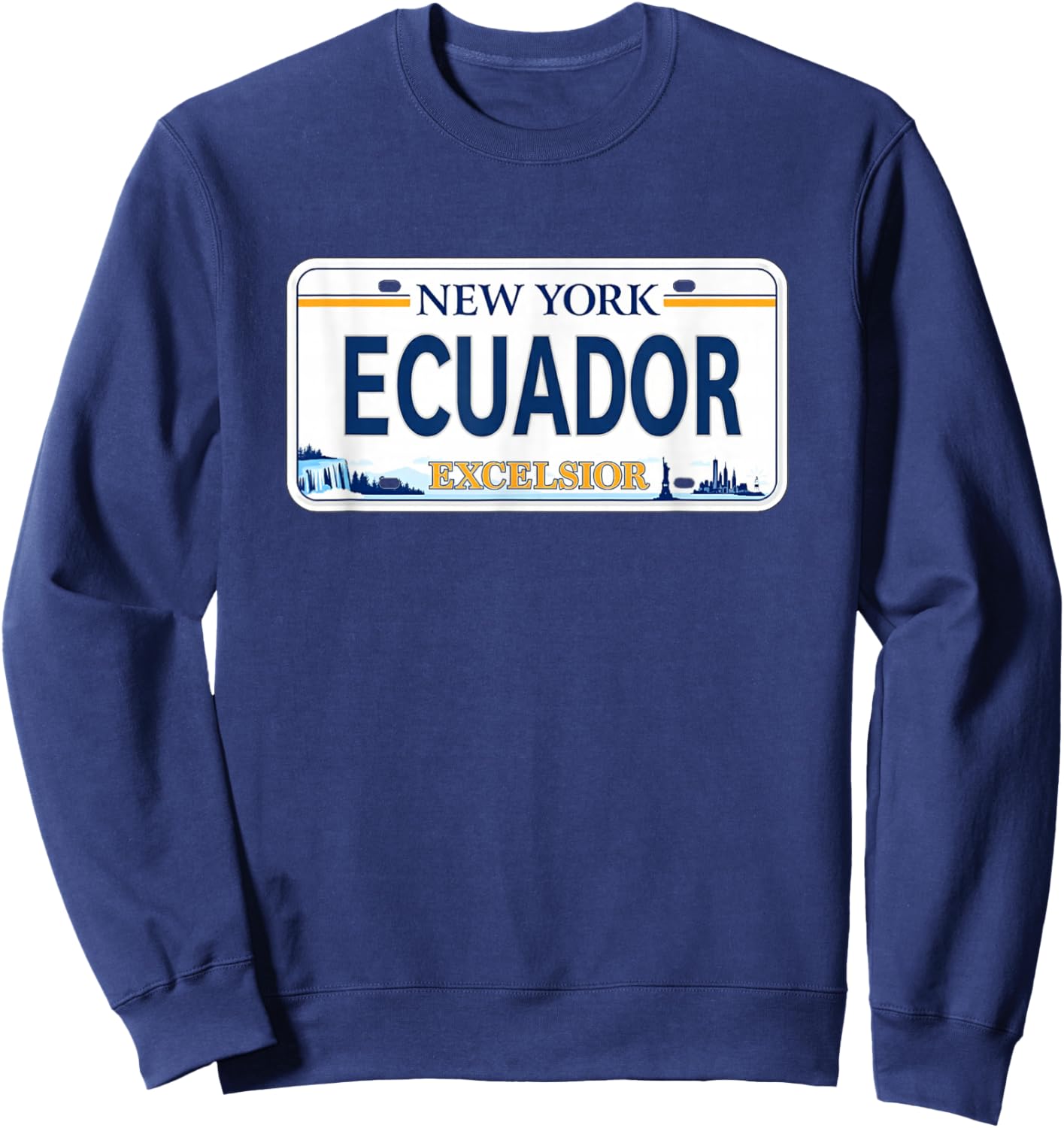 Ecuador New York Plate Style Design, Ecuadorian Sweatshirt - Sweatshirt | Navy
