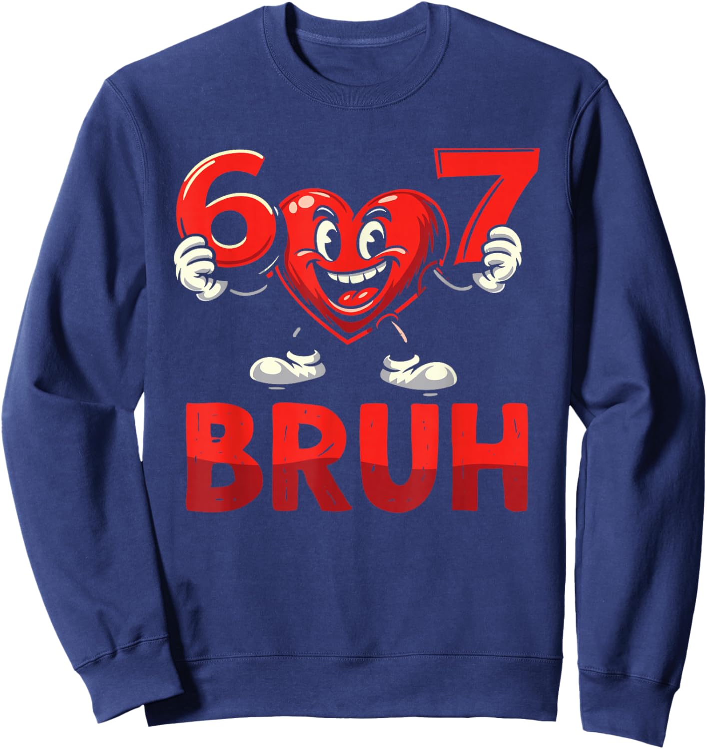 67 Meme 6 7 Heart Six Seven Valentines Day Boys Kids Sweatshirt - Sweatshirt | Navy