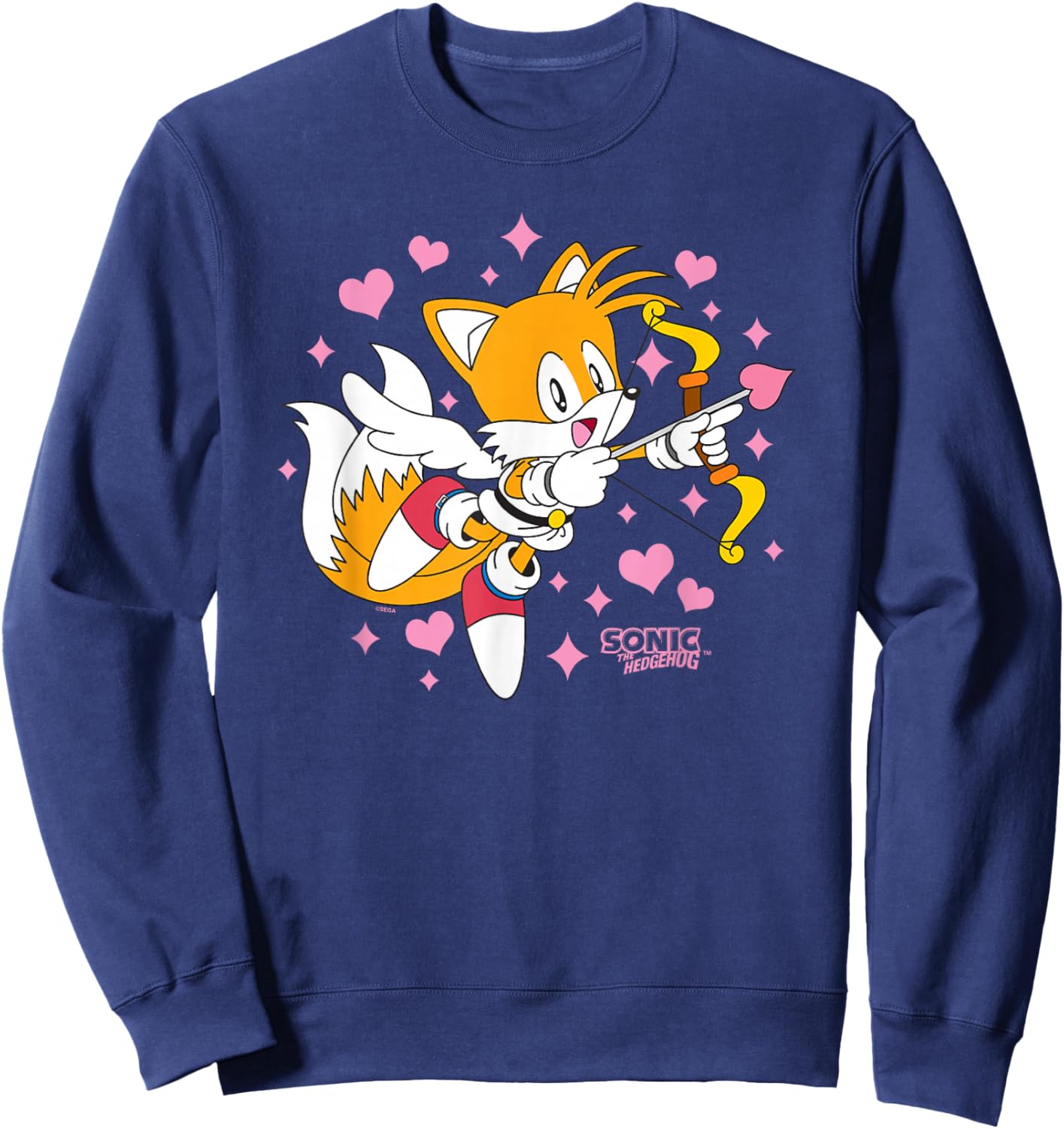 Sonic The Hedgehog Valentine's Day Cute Cupid Tails Portrait Sweatshirt - Sweatshirt | Navy
