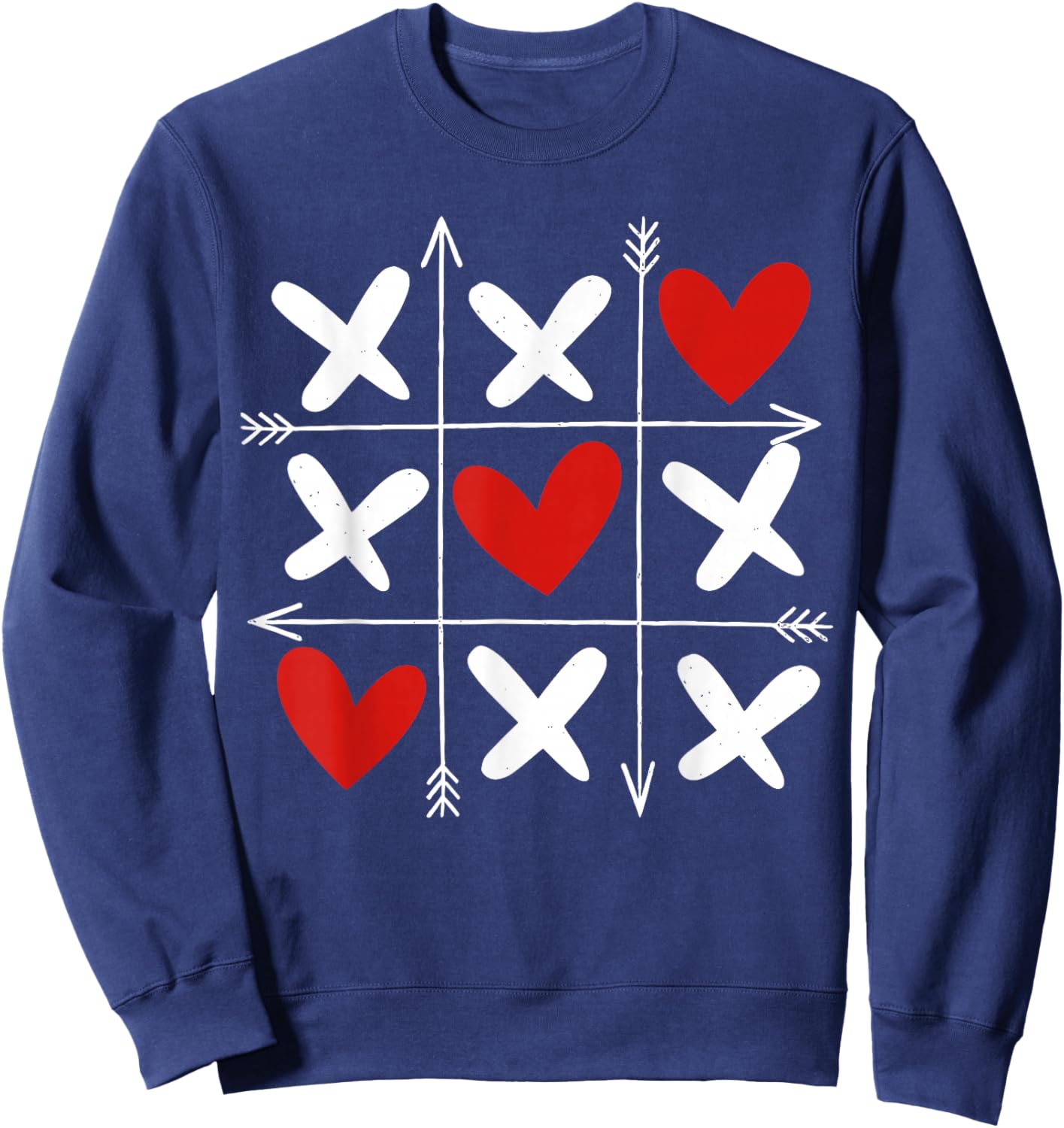 Hearts XOXO Valentines Day Heart Men Women Kids Sweatshirt - Sweatshirt | Navy