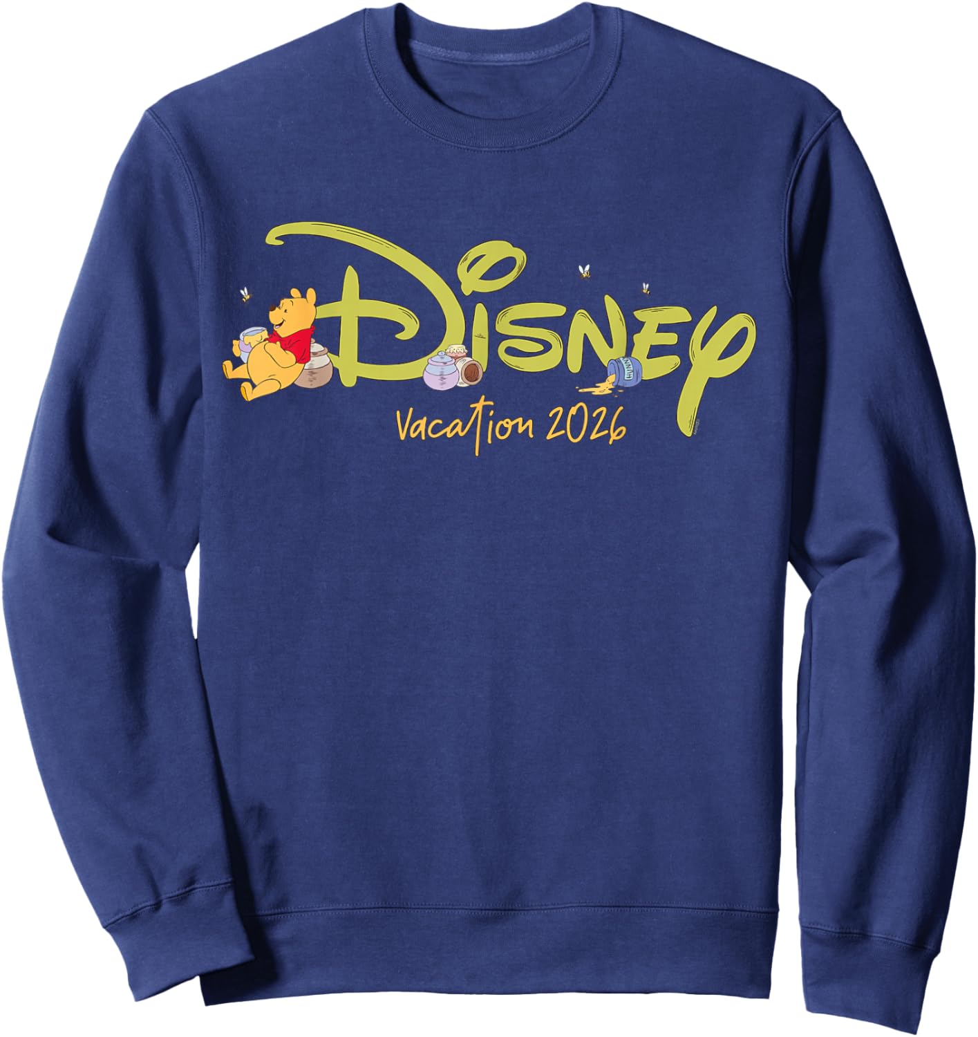 Disney Winnie The Pooh Script Logo Group Trip Vacation 2026 Sweatshirt - Sweatshirt | Navy