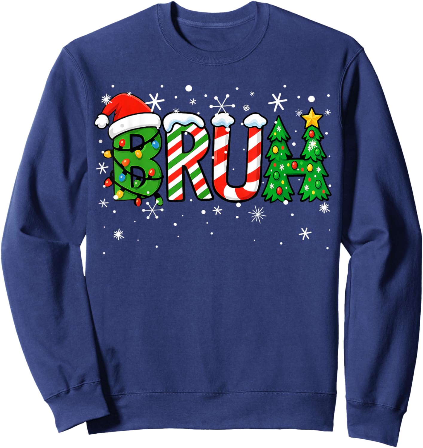 Christmas Shirts for Kids Boys Bruh Funny Christmas Teens Sweatshirt - Sweatshirt | Navy