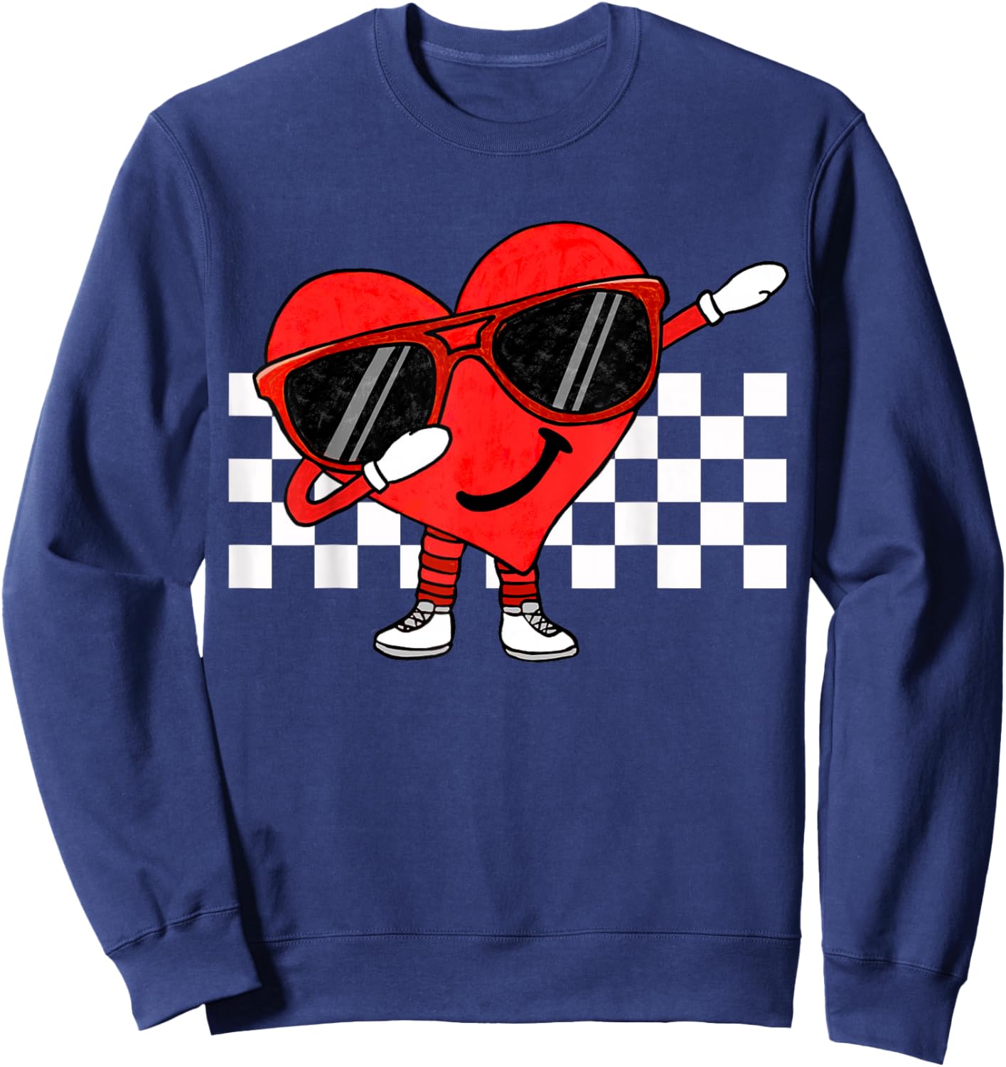 Funny Dabbing Retro Valentines Heart Dab Boys Kids Teens Sweatshirt - Sweatshirt | Navy