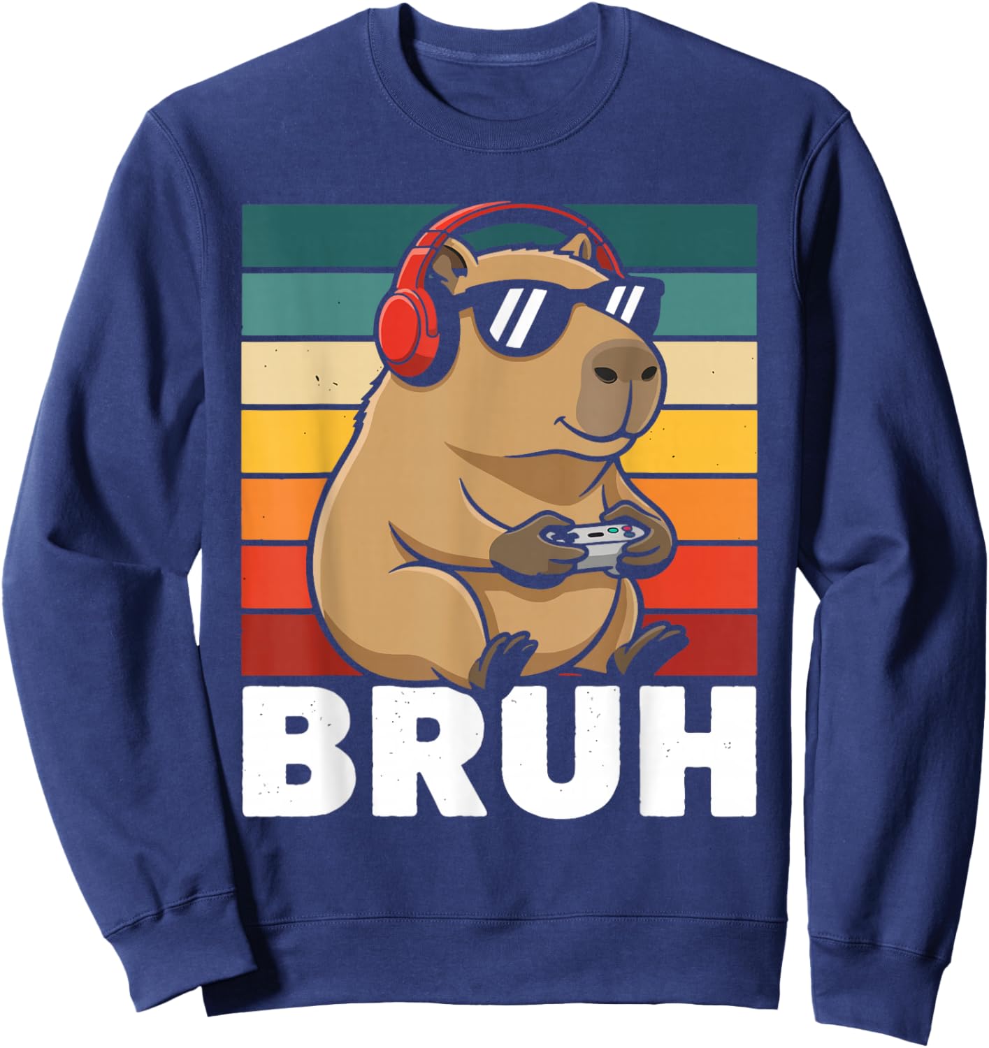 Funny Gaming Capy Bruh Teens Youth Kids Meme Rodent Lovers Sweatshirt - Sweatshirt | Navy