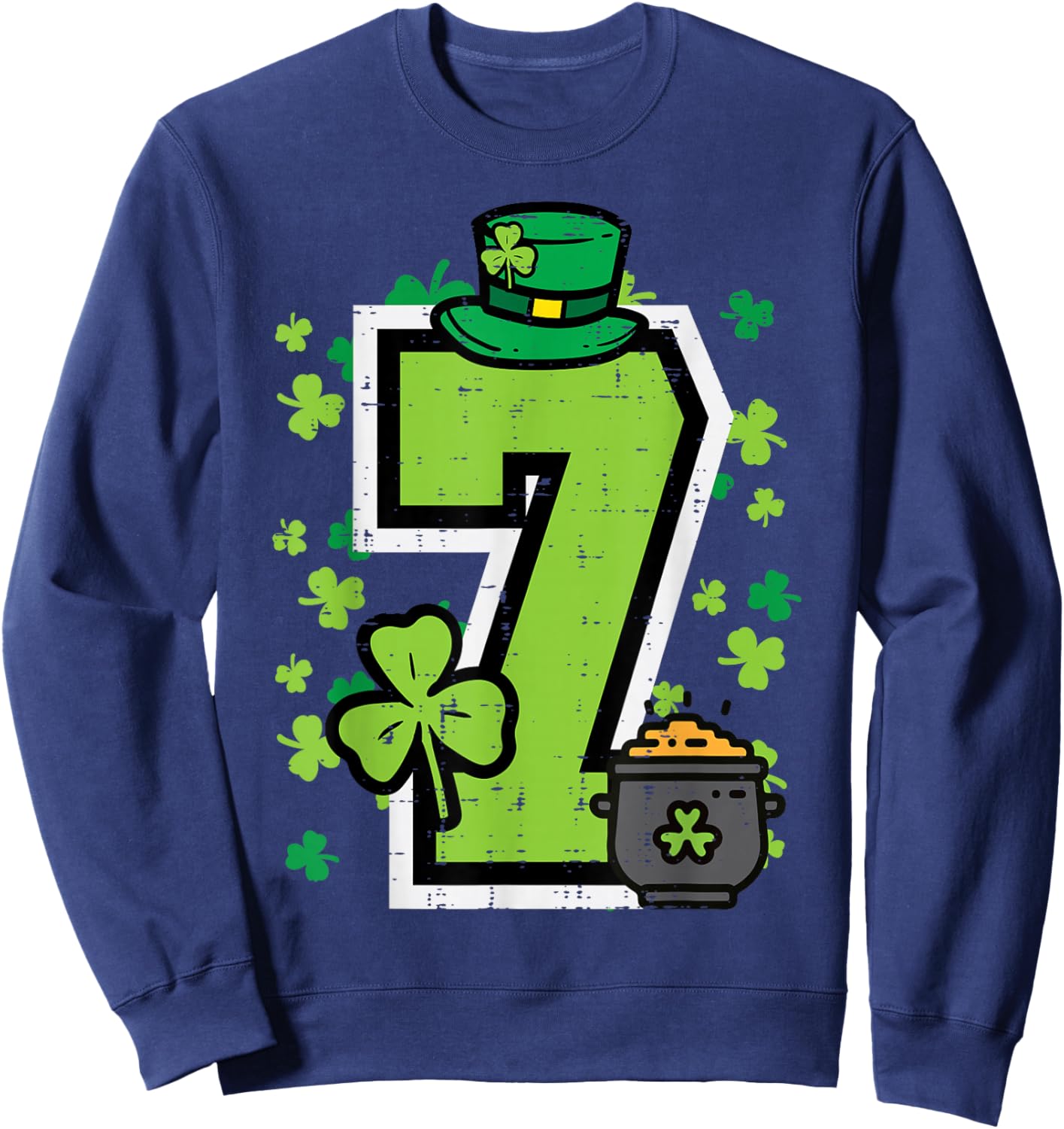 Number 7 St Patricks Day 6 7 Meme Matching Kids Boys Youth Sweatshirt - Sweatshirt | Navy