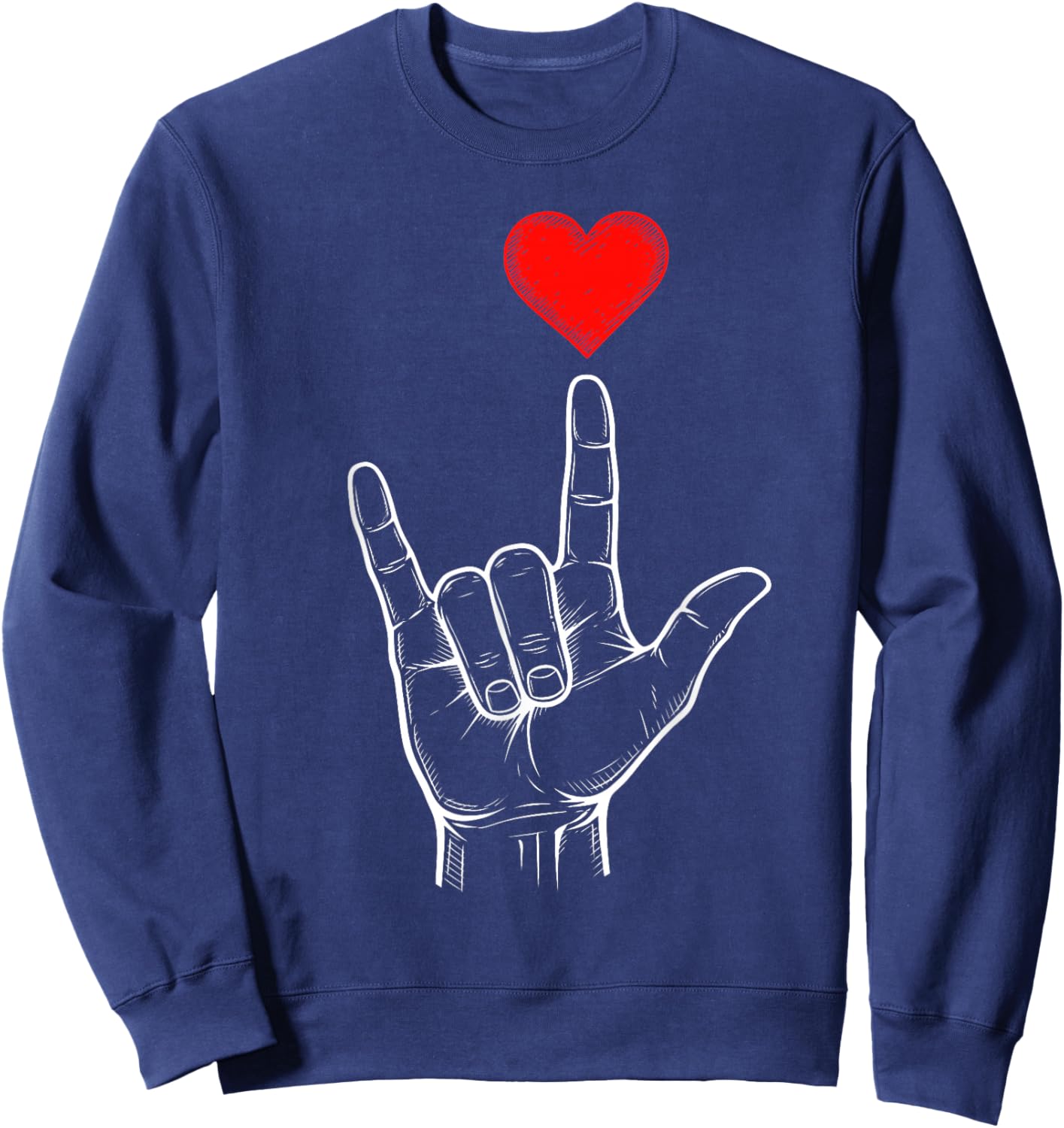I Love You Hand Sign ASL Valentines Day Women Kids Sweatshirt - Sweatshirt | Navy