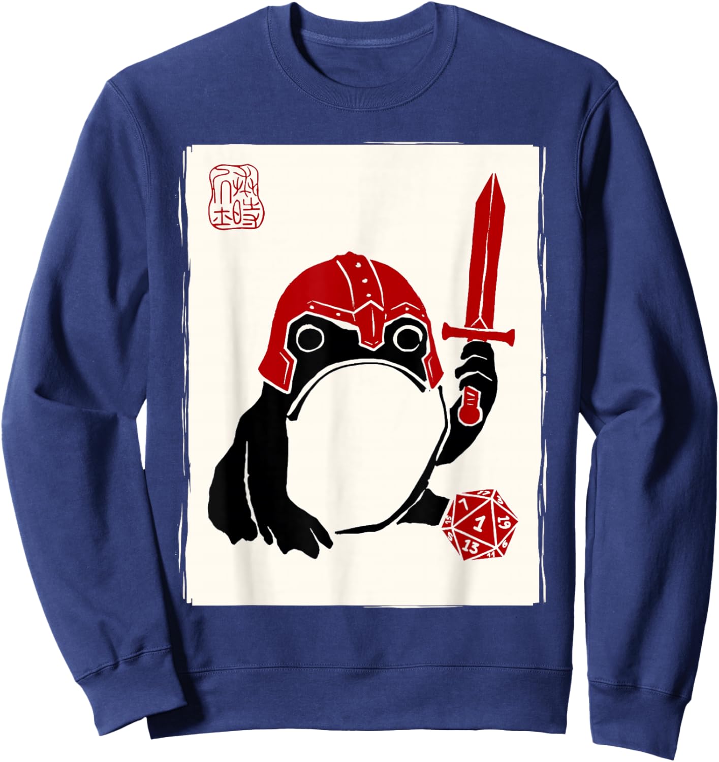 NAT 1 Grumpy Japanese Frog Fighter Funny DND Sweatshirt - Sweatshirt | Navy
