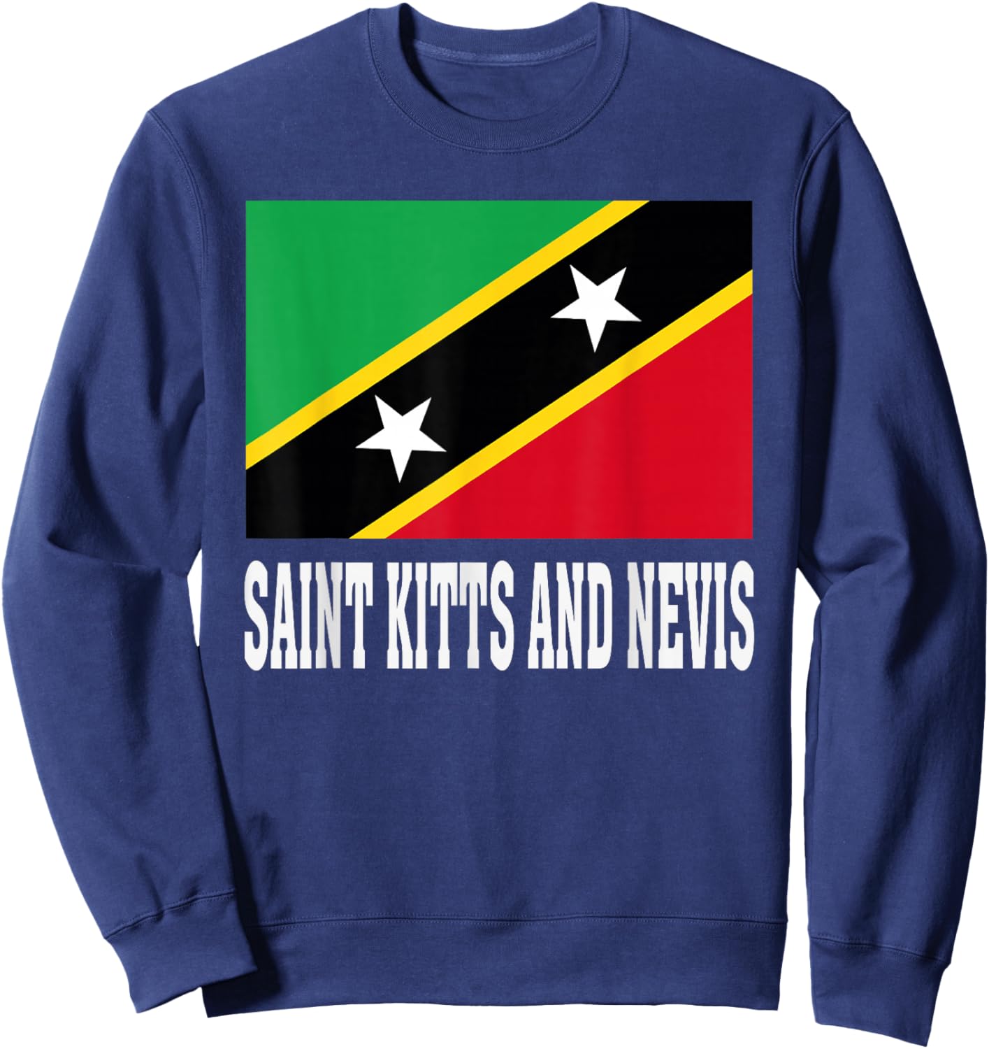Saint Kitts and Nevis Flag Patriotic National Roots Souvenir Sweatshirt - Sweatshirt | Navy