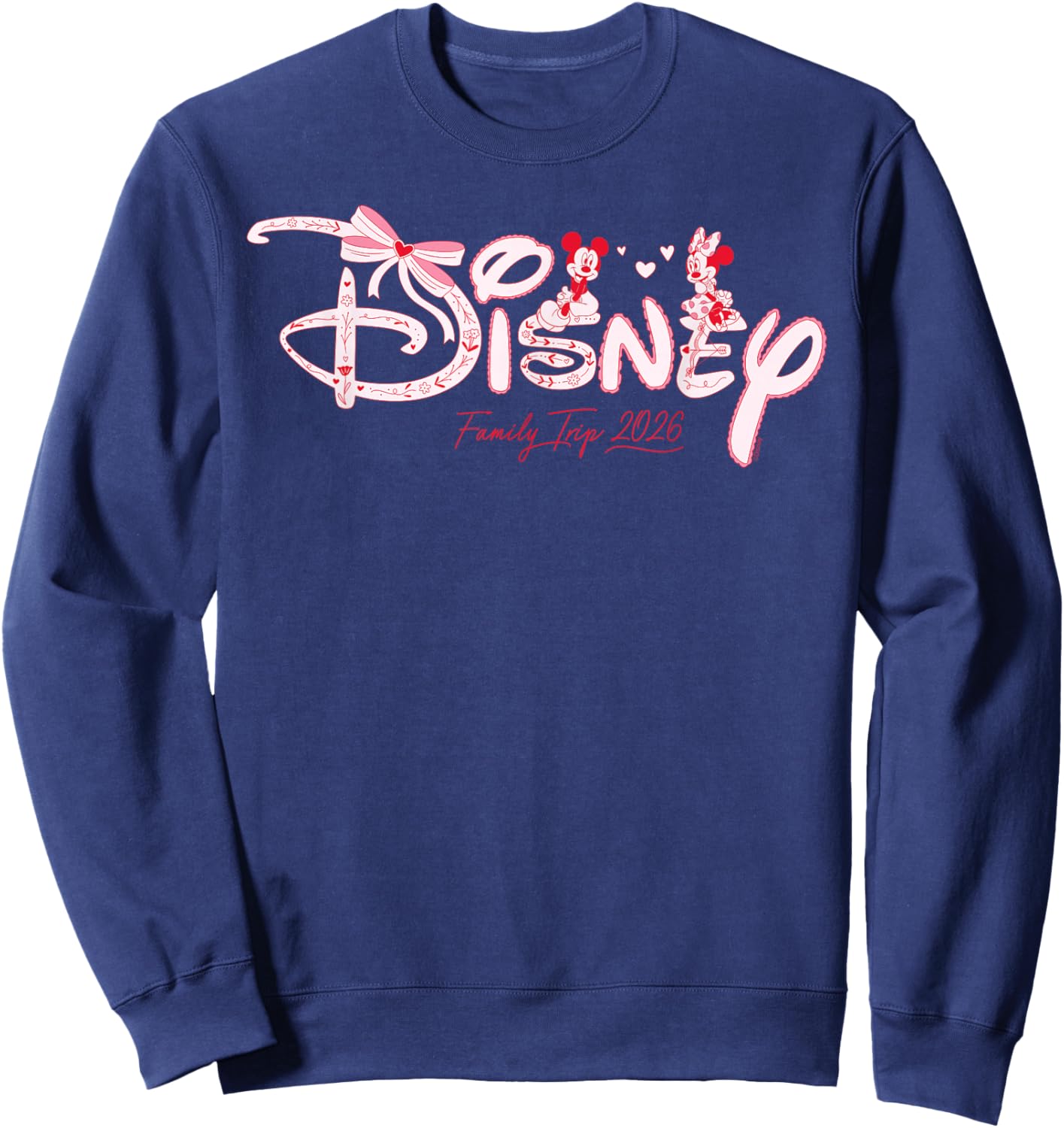 Disney Mickey & Minnie Coquette Valentine's Family Trip 2026 Sweatshirt - Sweatshirt | Navy