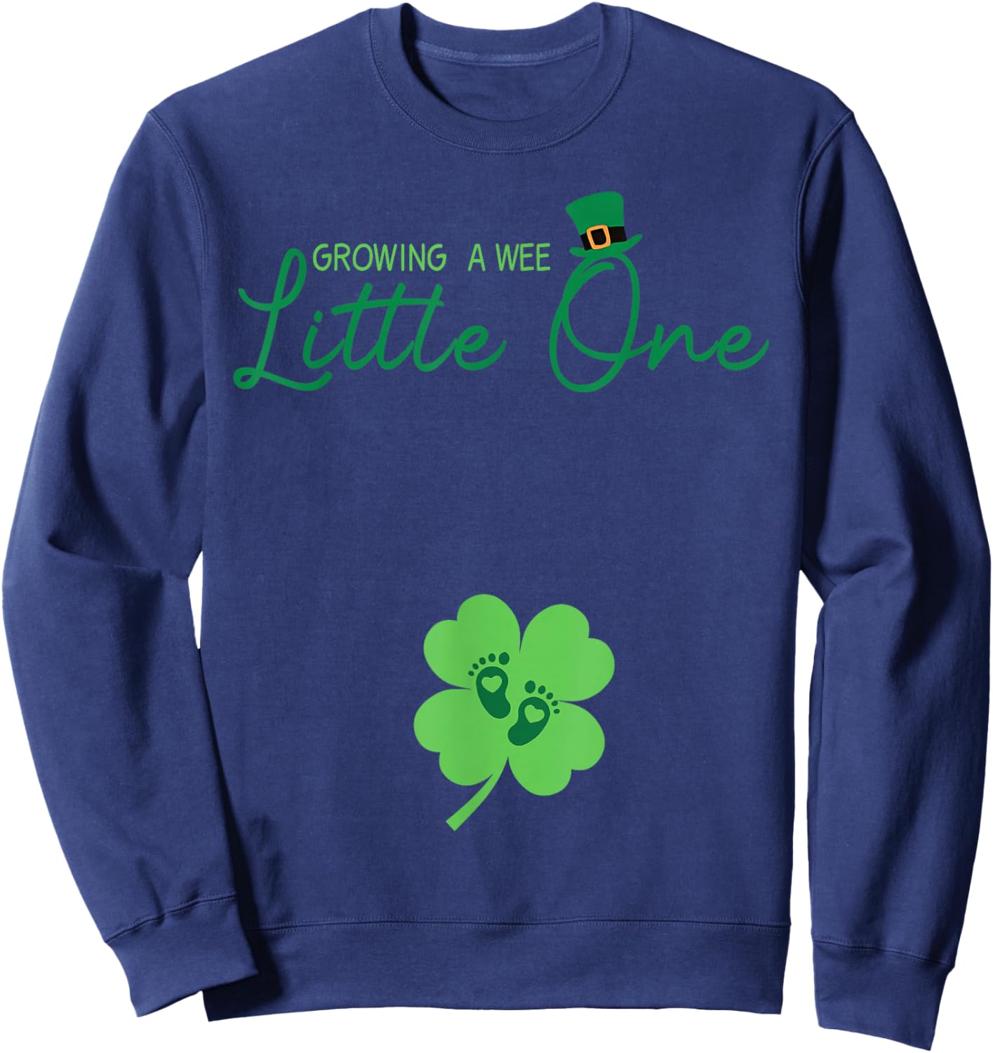 Groovy Growing A Wee Little One Pregnancy St Patricks Day Sweatshirt - Sweatshirt | Navy