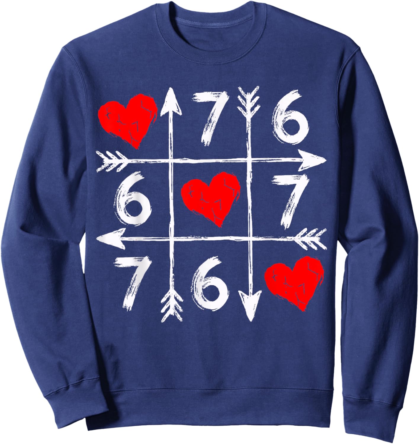 Valentine’s Day 67 Six Seven Meme Love 6 7 Heart Couple Sweatshirt - Sweatshirt | Navy