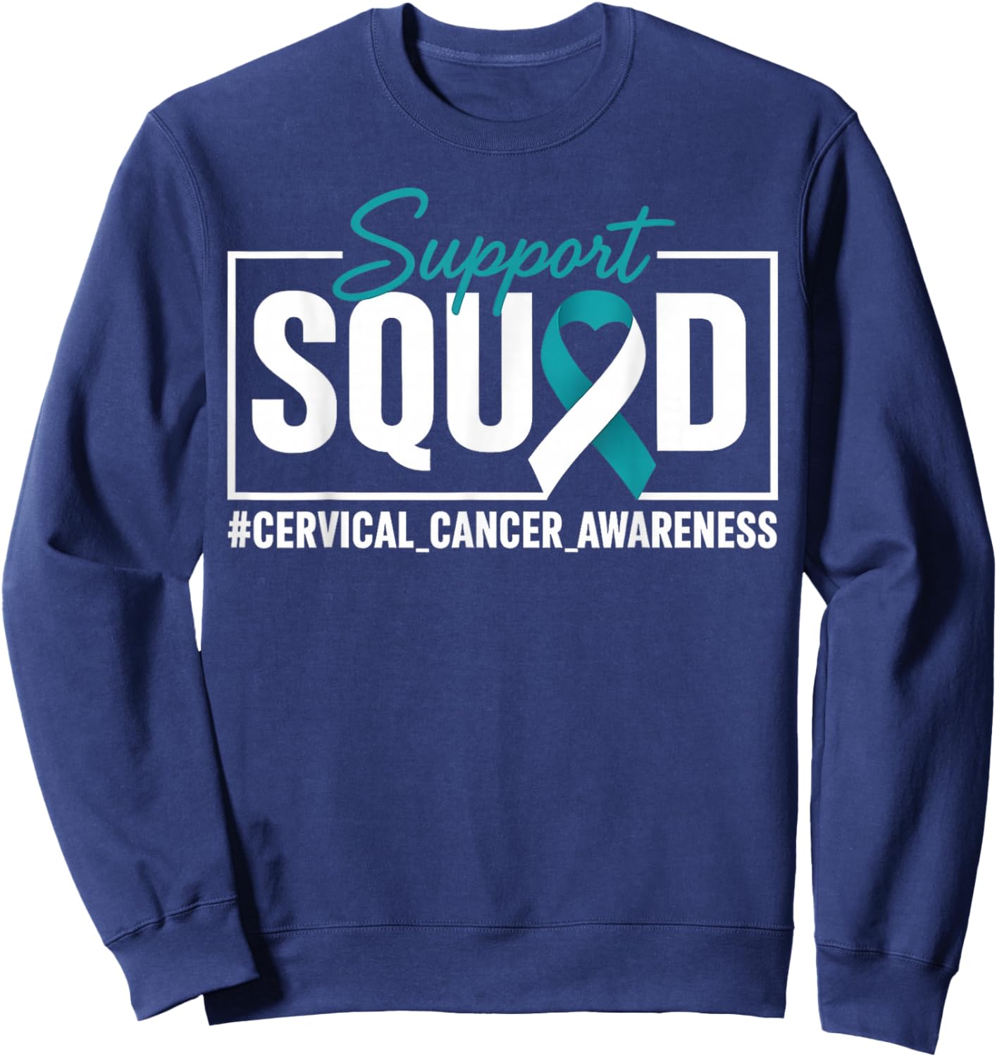 Cervical Cancer Awareness Support Squad Ribbon Sweatshirt - Sweatshirt | Navy