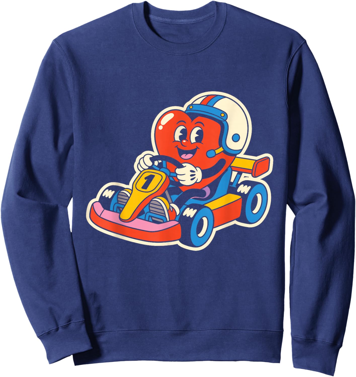 Heart Go Kart Valentines Day Boys Kids Sweatshirt - Sweatshirt | Navy