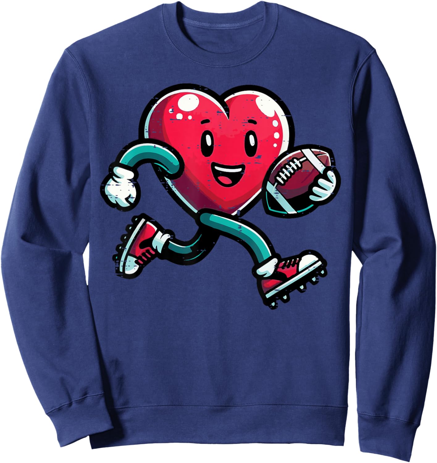 Valentines Day Heart Football Funny Men Boys Kids Teens Sweatshirt - Sweatshirt | Navy