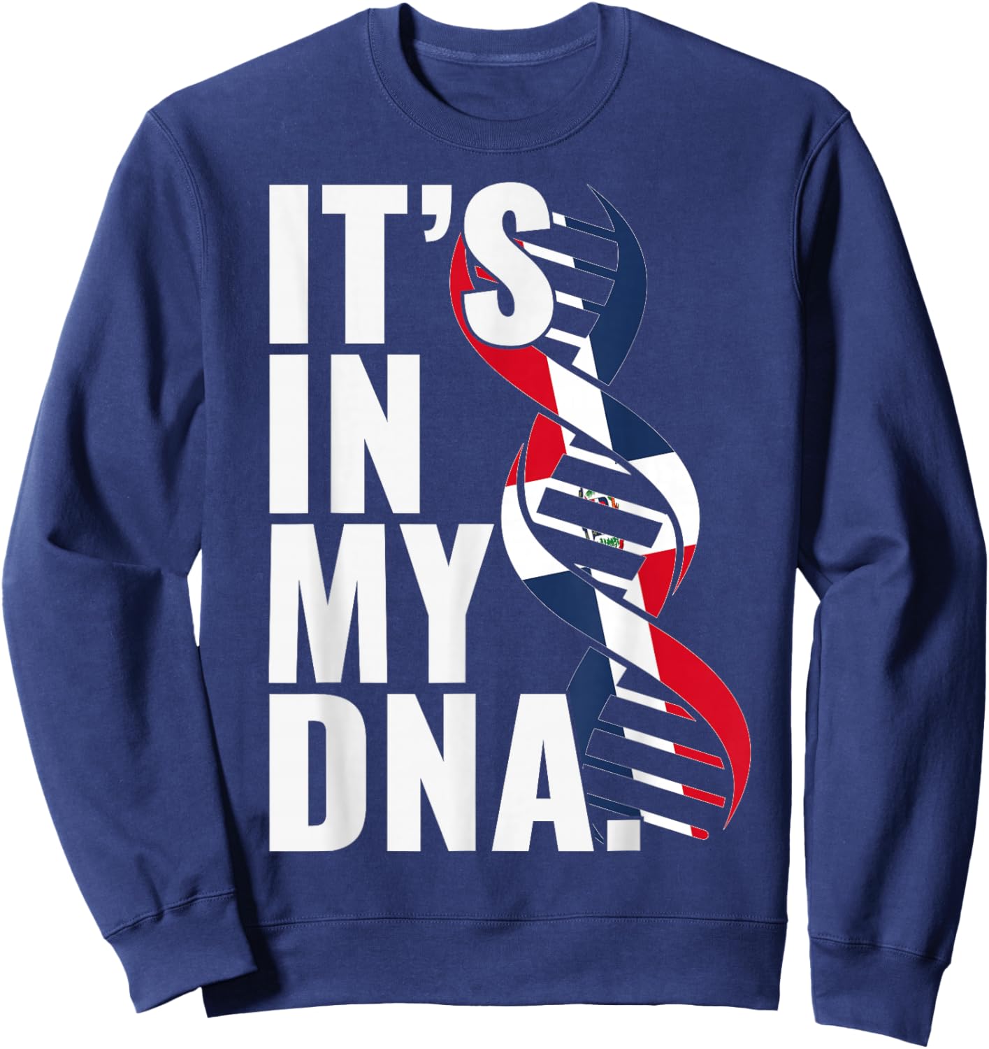 Dominican Republic Roots Flag Fingerprint Graphic Patriotic Sweatshirt - Sweatshirt | Navy
