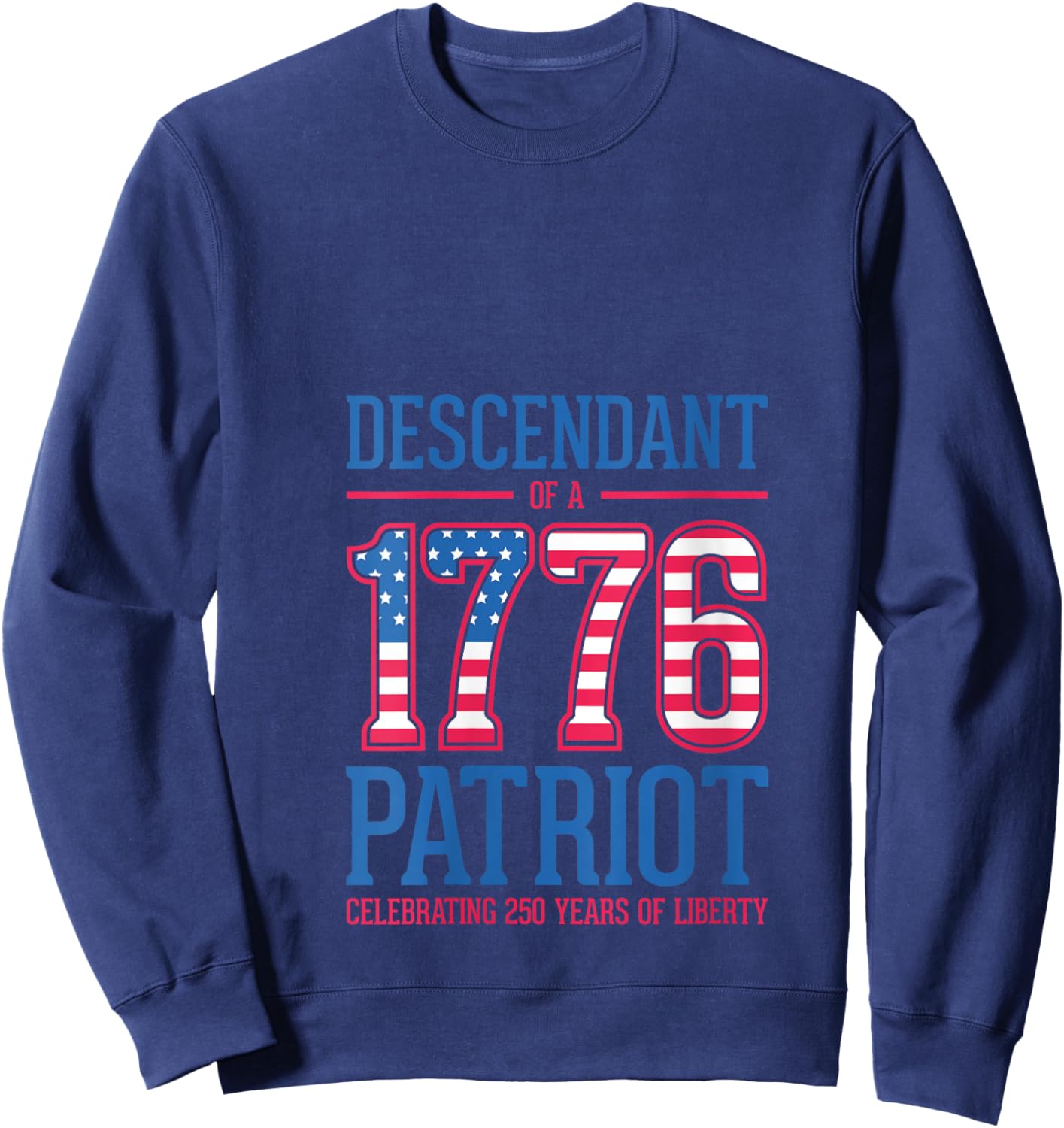 Women's Descendant of A Patriot, American Flag, 4th of July V-Neck Sweatshirt - Sweatshirt | Navy