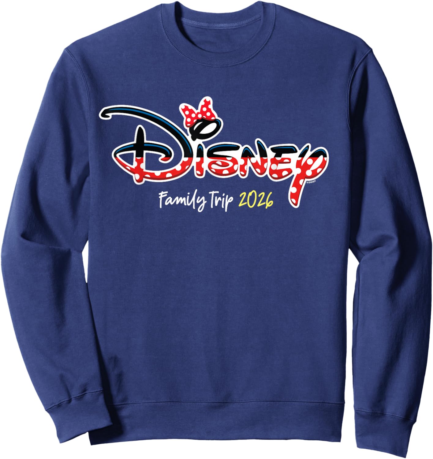 Disney Minnie Mouse Script Logo Family Trip 2026 Vacation Sweatshirt - Sweatshirt | Navy