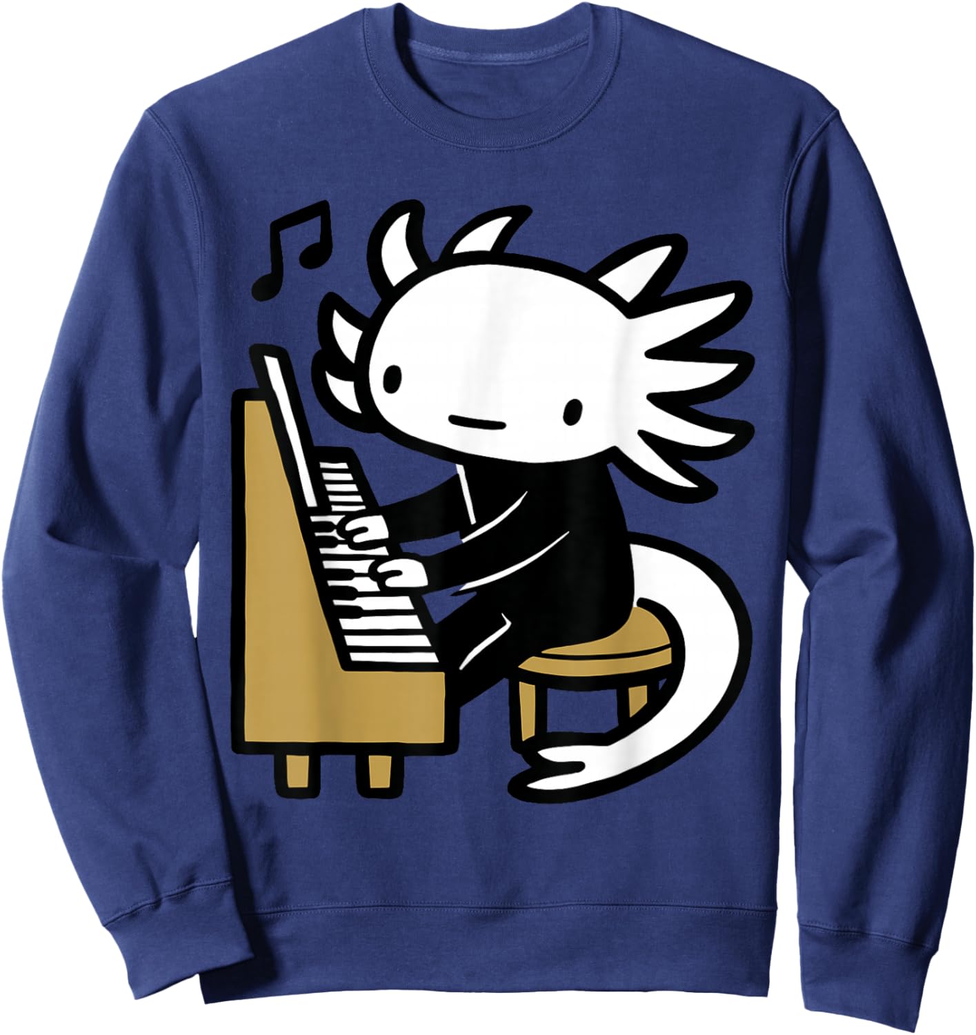 Axolotl Piano Player Cartoon Graphic Sweatshirt - Sweatshirt | Navy