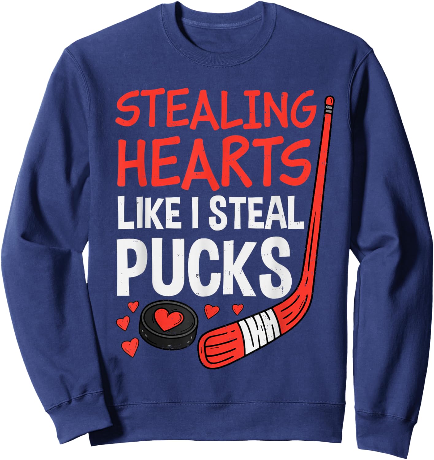 Stealing Hearts Stealing Pucks Hockey Valentines Day Men Boy Sweatshirt - Sweatshirt | Navy