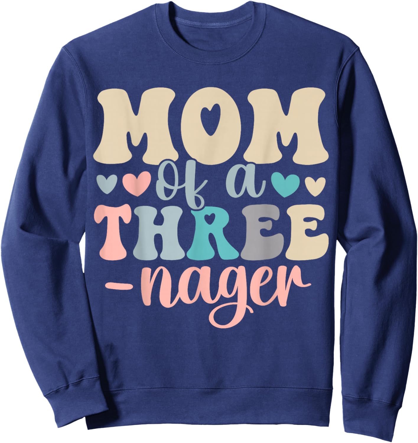 Mom of A Threenager 3rd Birthday Matching Family Boho Sweatshirt - Sweatshirt | Navy