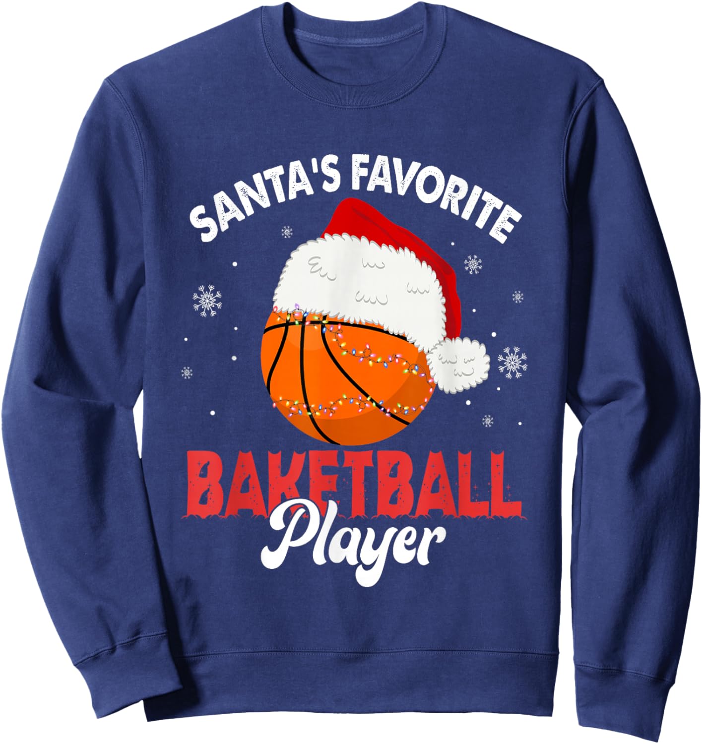 Santa's Favorite Basketball Player Christmas Pajamas Men Sweatshirt - Sweatshirt | Navy