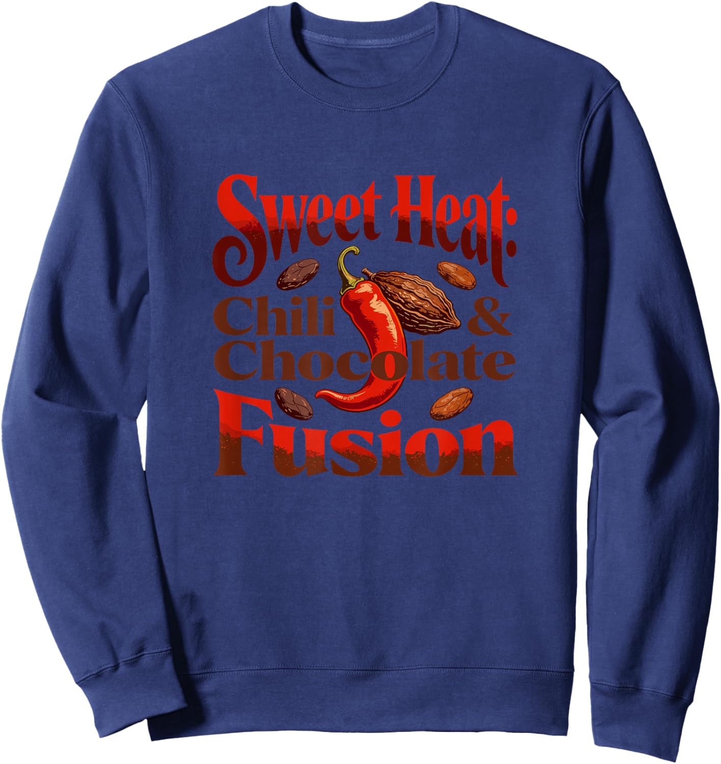 Sweet Heat Chili and Chocolate Fusion Food Art Sweatshirt - Sweatshirt | Navy