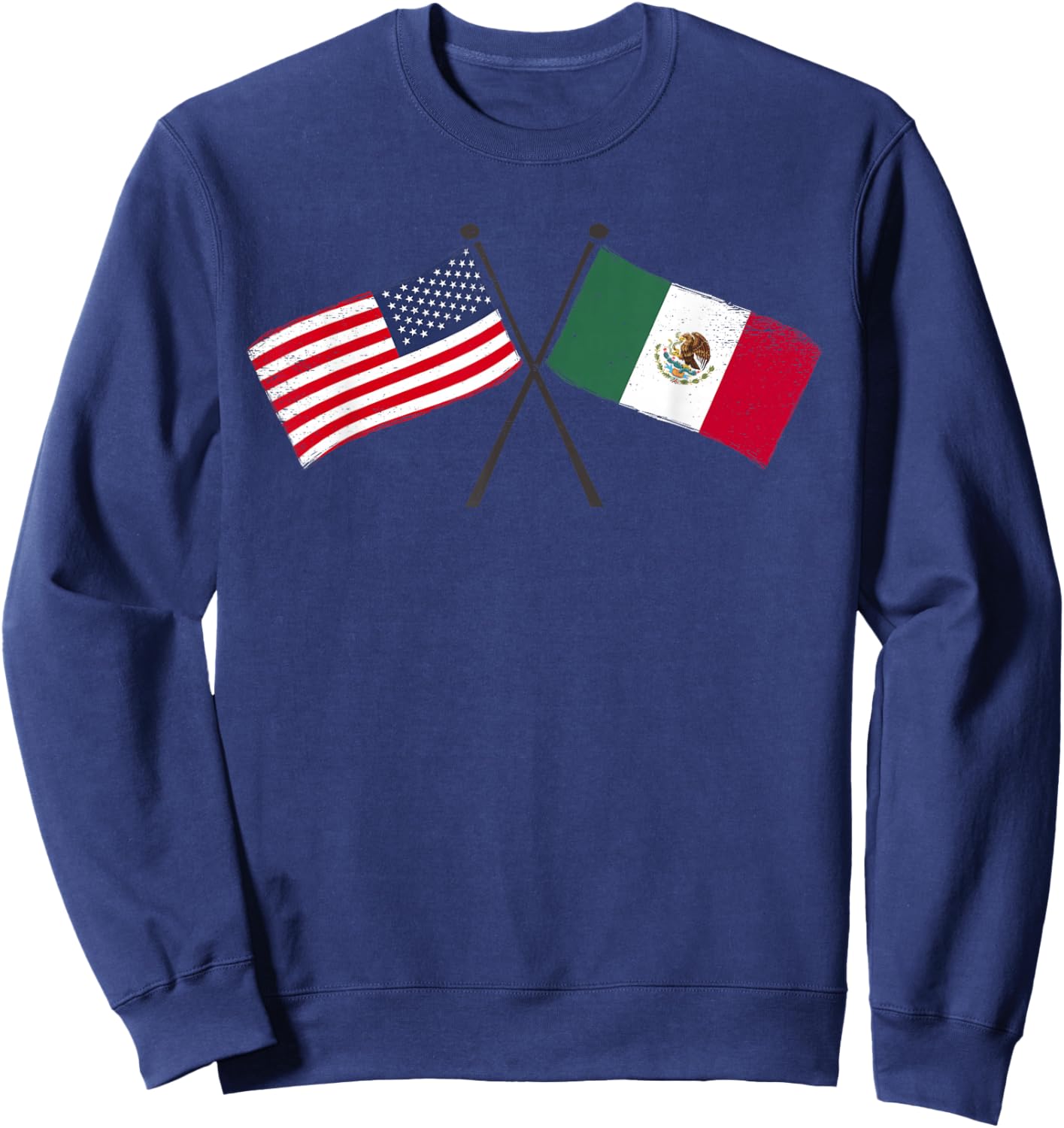 USA Mexico Crossed Flags American Mexican Friendship Sweatshirt - Sweatshirt | Navy