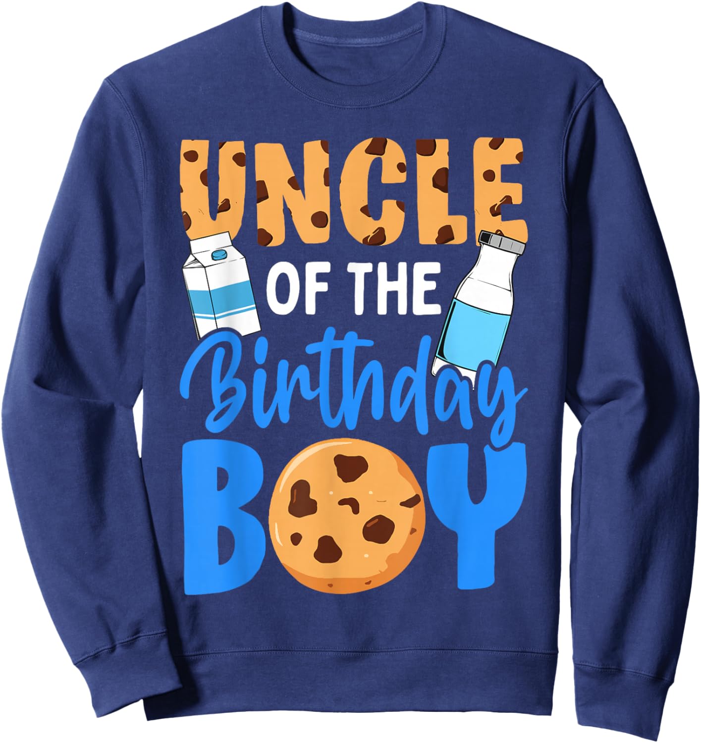 Uncle of The Birthday boy Milk and Cookies 1st Birthday Sweatshirt - Sweatshirt | Navy