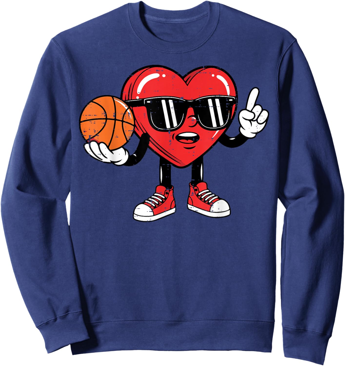 Valentines Day Basketball Heart Sports Coach Men Boys Kids Sweatshirt - Sweatshirt | Navy