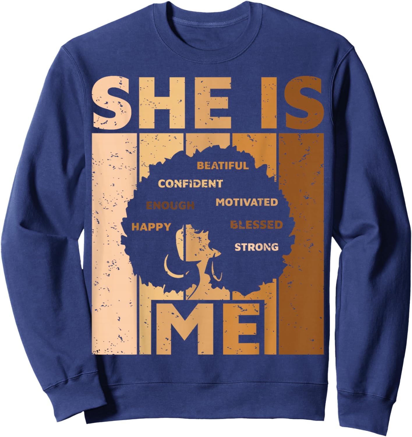 Melanin Black Queen She is Me African American Women Girl Sweatshirt - Sweatshirt | Navy