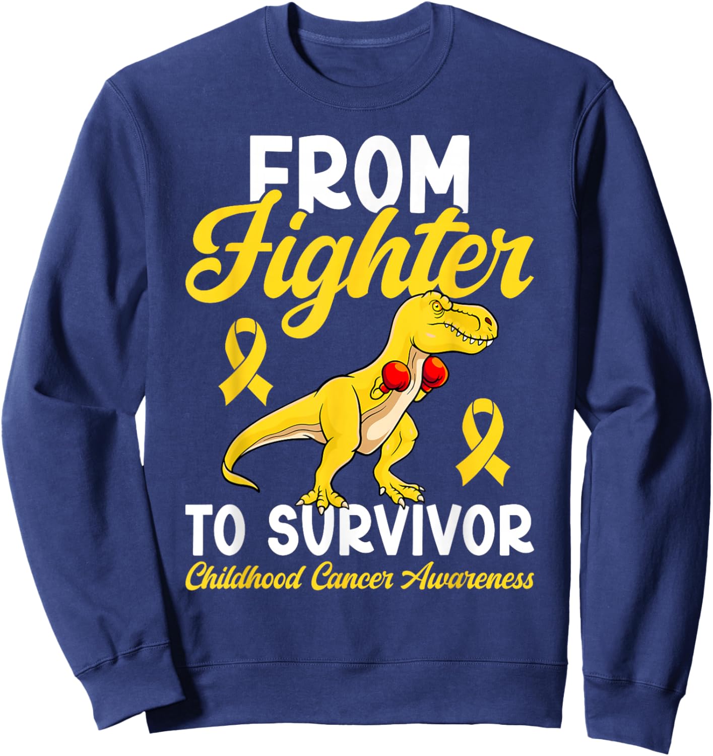 Proud Childhood Cancer Survivor Childhood Cancer Awareness Sweatshirt - Sweatshirt | Navy