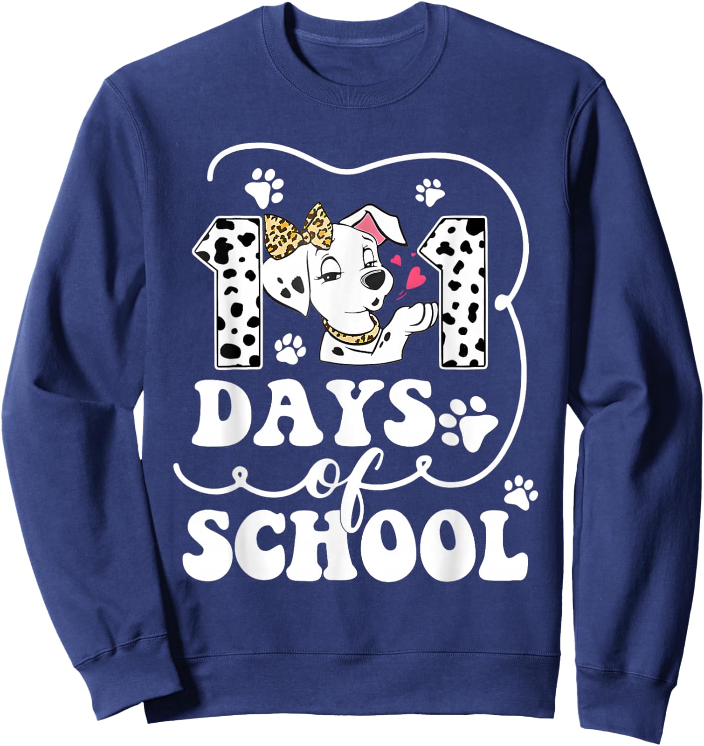 Happy 101 Days School Cute Dog 100 Days Smarter Student Kids Sweatshirt - Sweatshirt | Navy