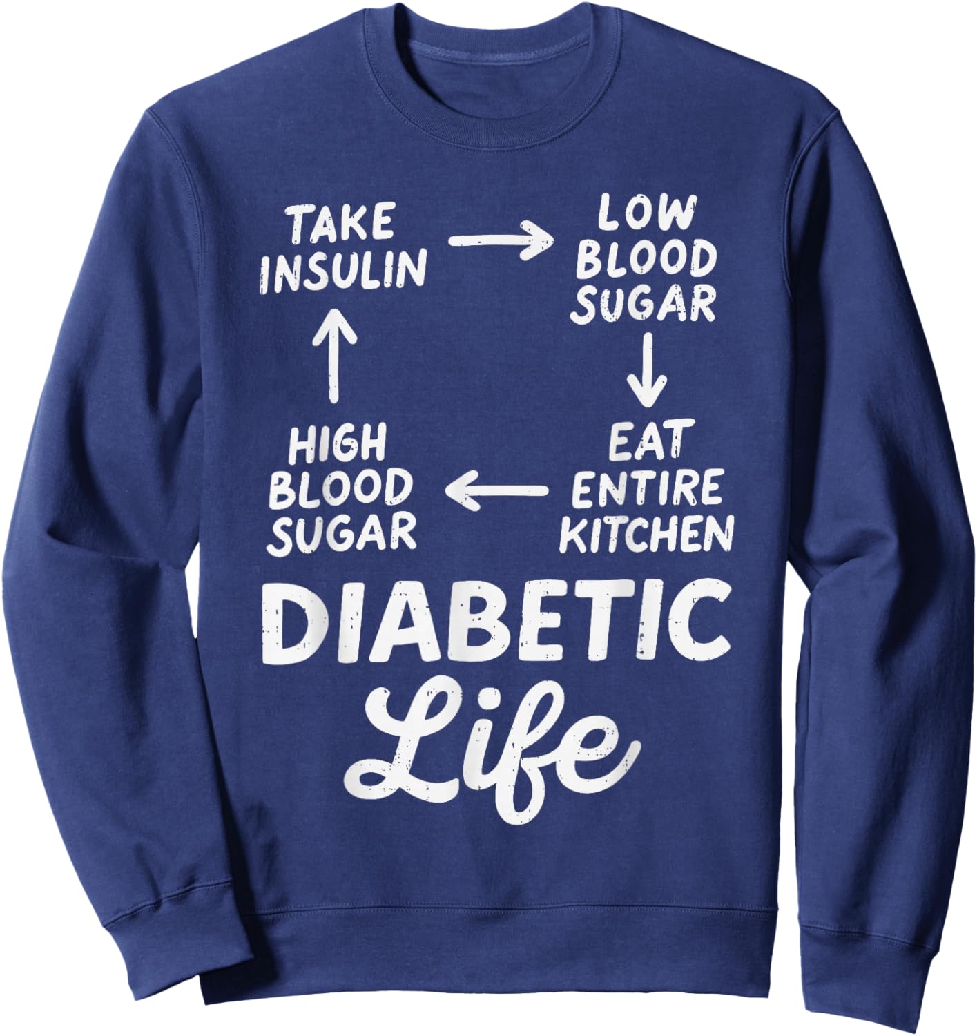 Funny Diabetic Type 1 Diabetes Awareness T1D Ribbon Blue Sweatshirt - Sweatshirt | Navy