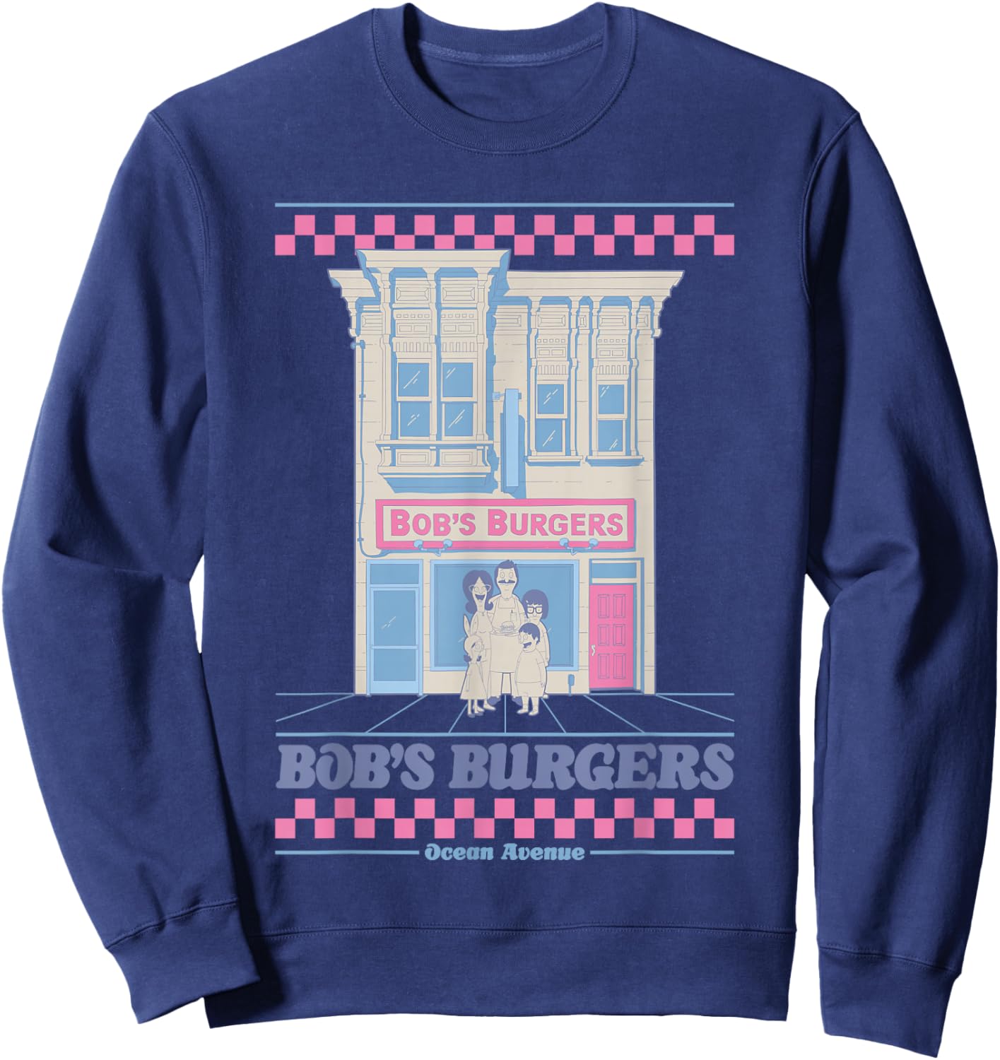 Bob's Burgers Restaurant Ocean Avenue Building Sweatshirt - Sweatshirt | Navy