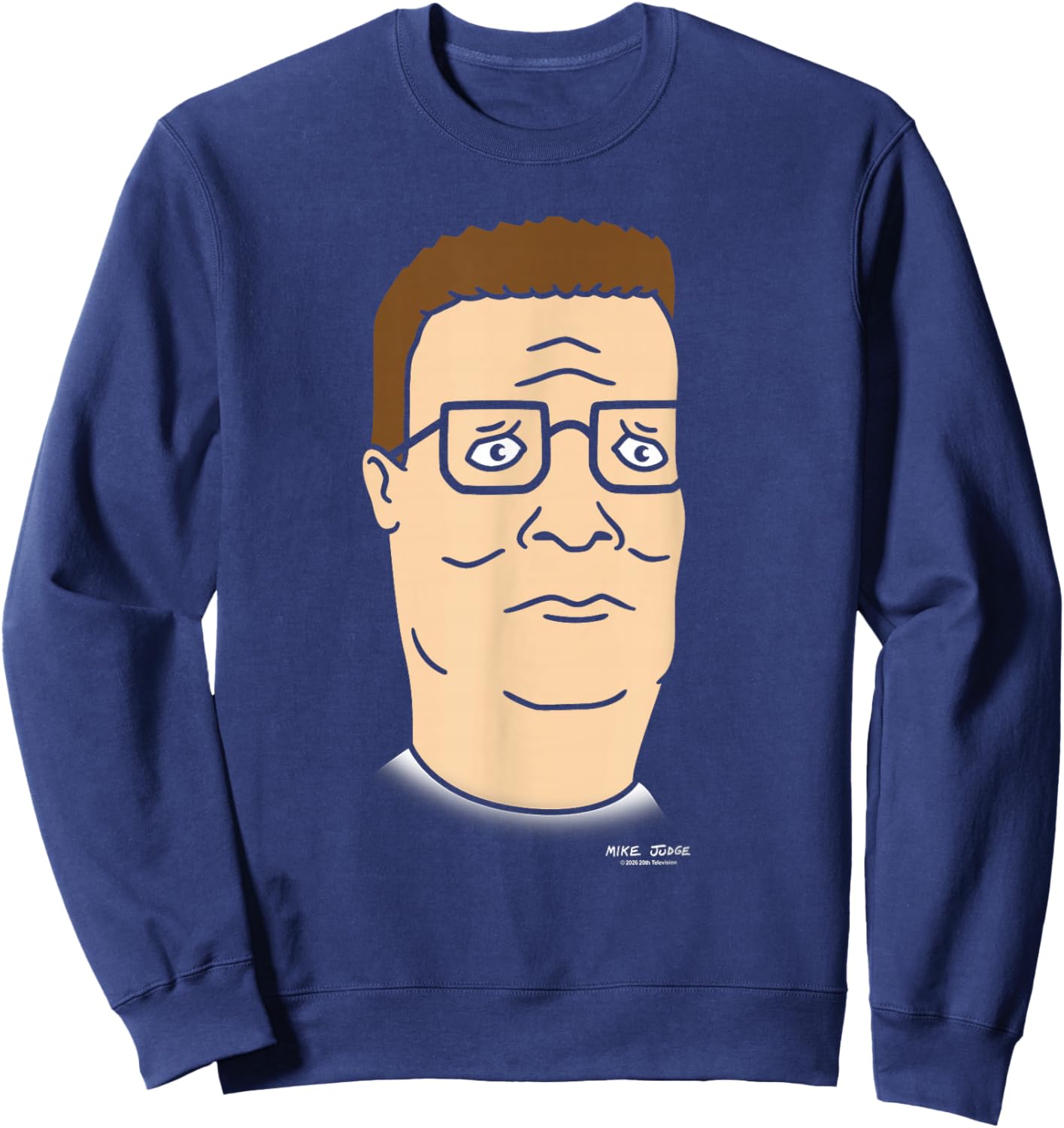 King of The Hill Hank Hill Oversized Portrait Retro Cartoon Sweatshirt - Sweatshirt | Navy