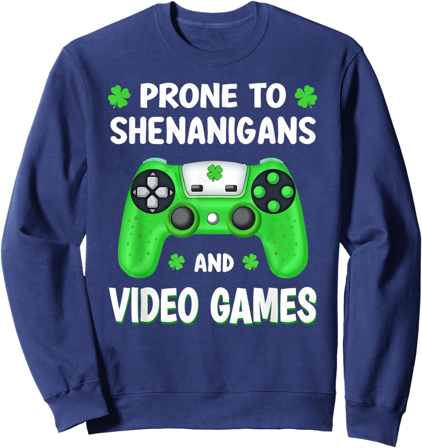 St Patricks Day Shamrock Gamer Shenanigans Irish Boys Men Sweatshirt - Sweatshirt | Navy