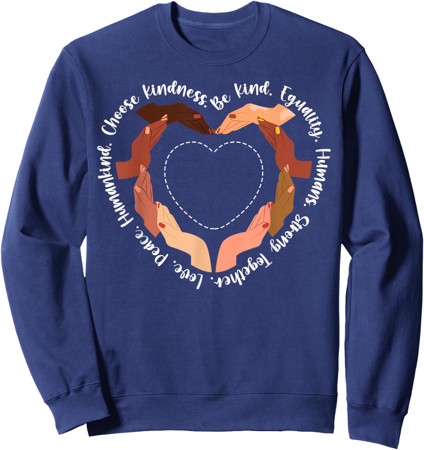 Melanated Melanin Shades Hands Heart Black History Month BLM Sweatshirt - Sweatshirt | Navy