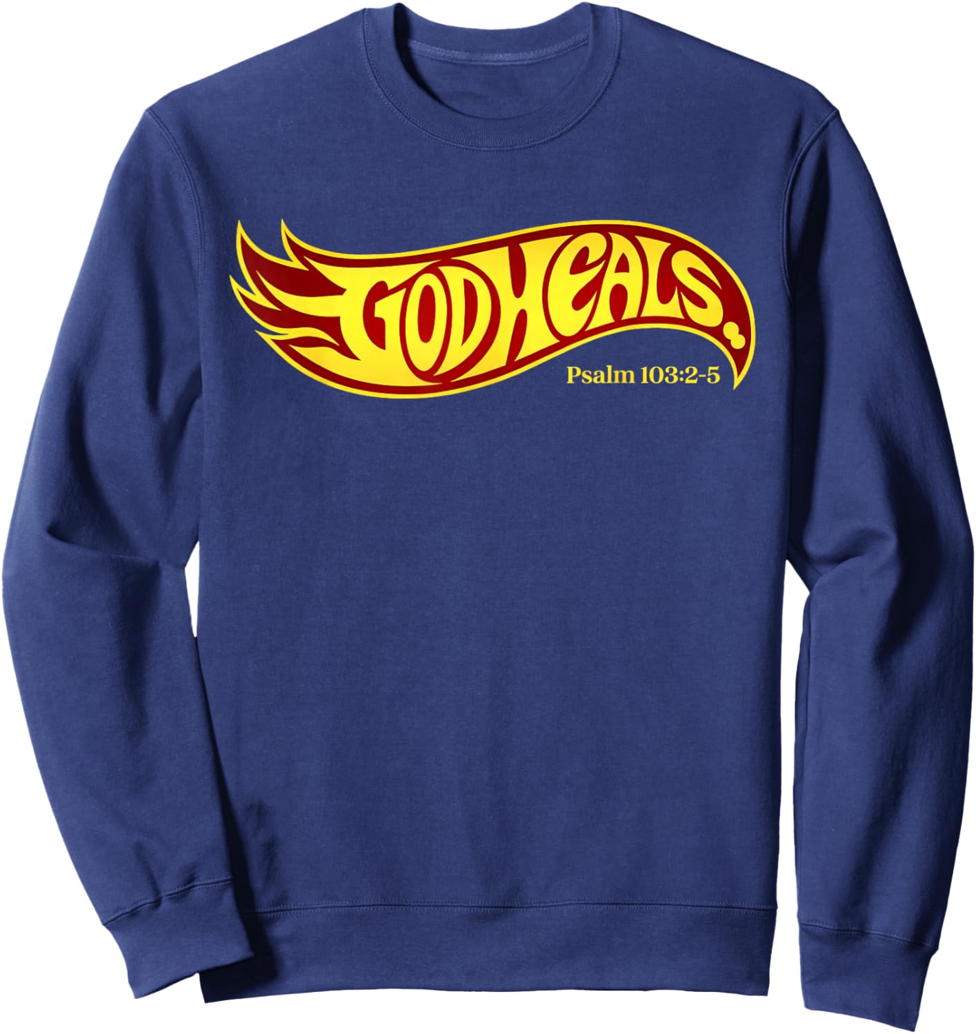 God Heals Faith Message Vintage Swoosh Psalm 103 2 5 Retro Sweatshirt - Sweatshirt | Navy