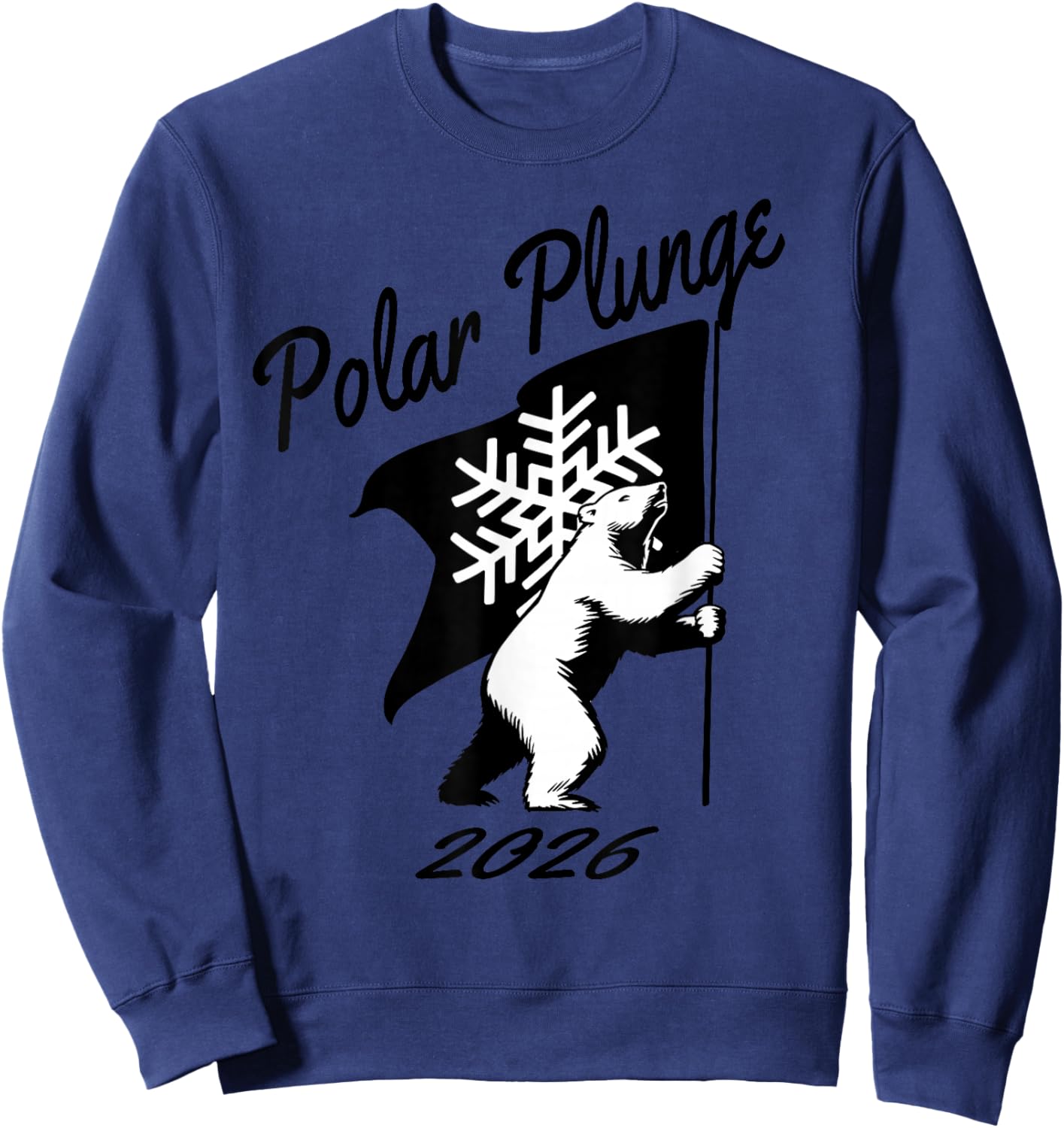 Polar Plunge 2026 Polar Bear Snowflake Flag Artwork Sweatshirt - Sweatshirt | Navy