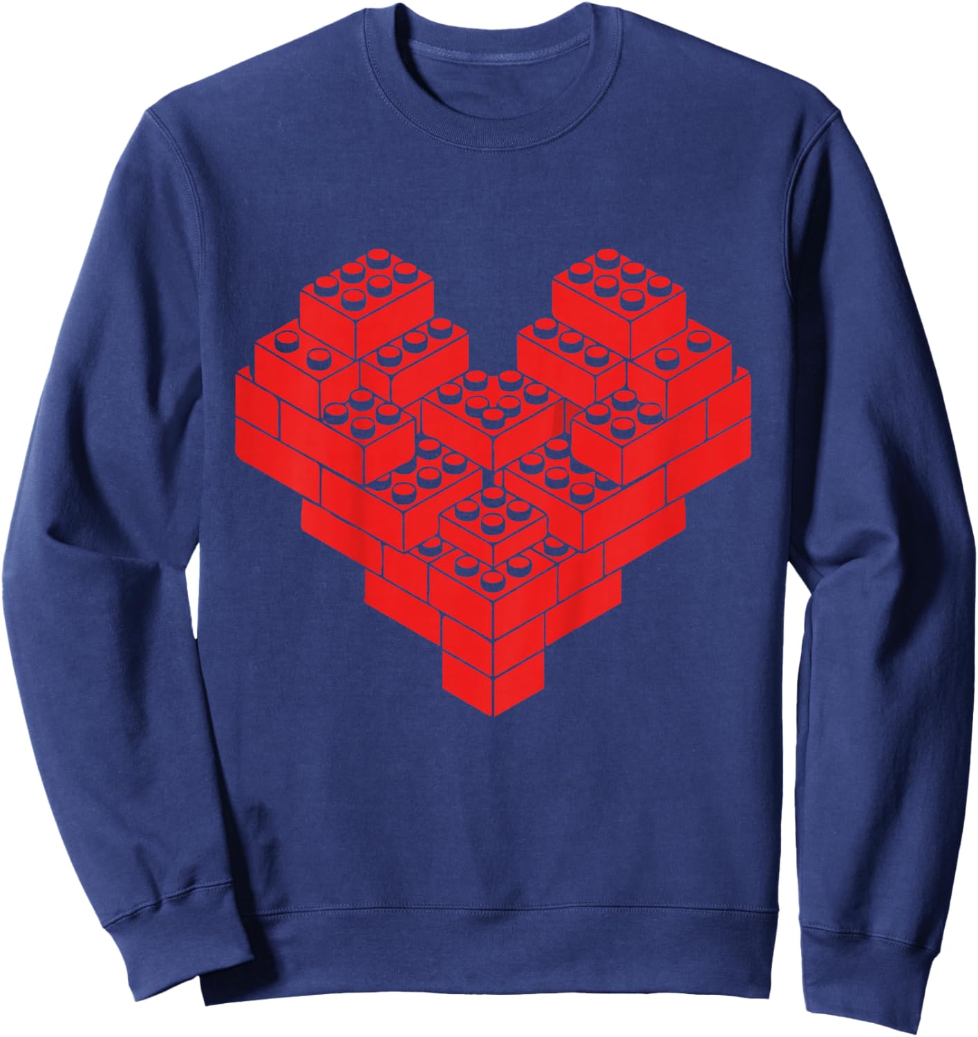 Kids Building Blocks Bricks Valentine Day Heart Boys Kid Toddler Sweatshirt - Sweatshirt | Navy