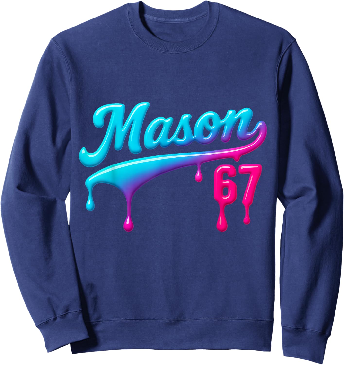 6 7 Mason Drip Baseball Sweatshirt - Sweatshirt | Navy