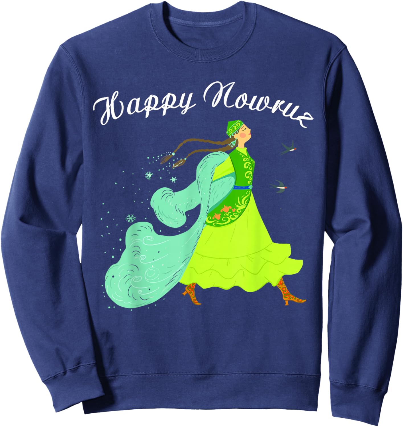 Happy Nowruz Persian New Year Party Dance Girl Women Costume Sweatshirt - Sweatshirt | Navy